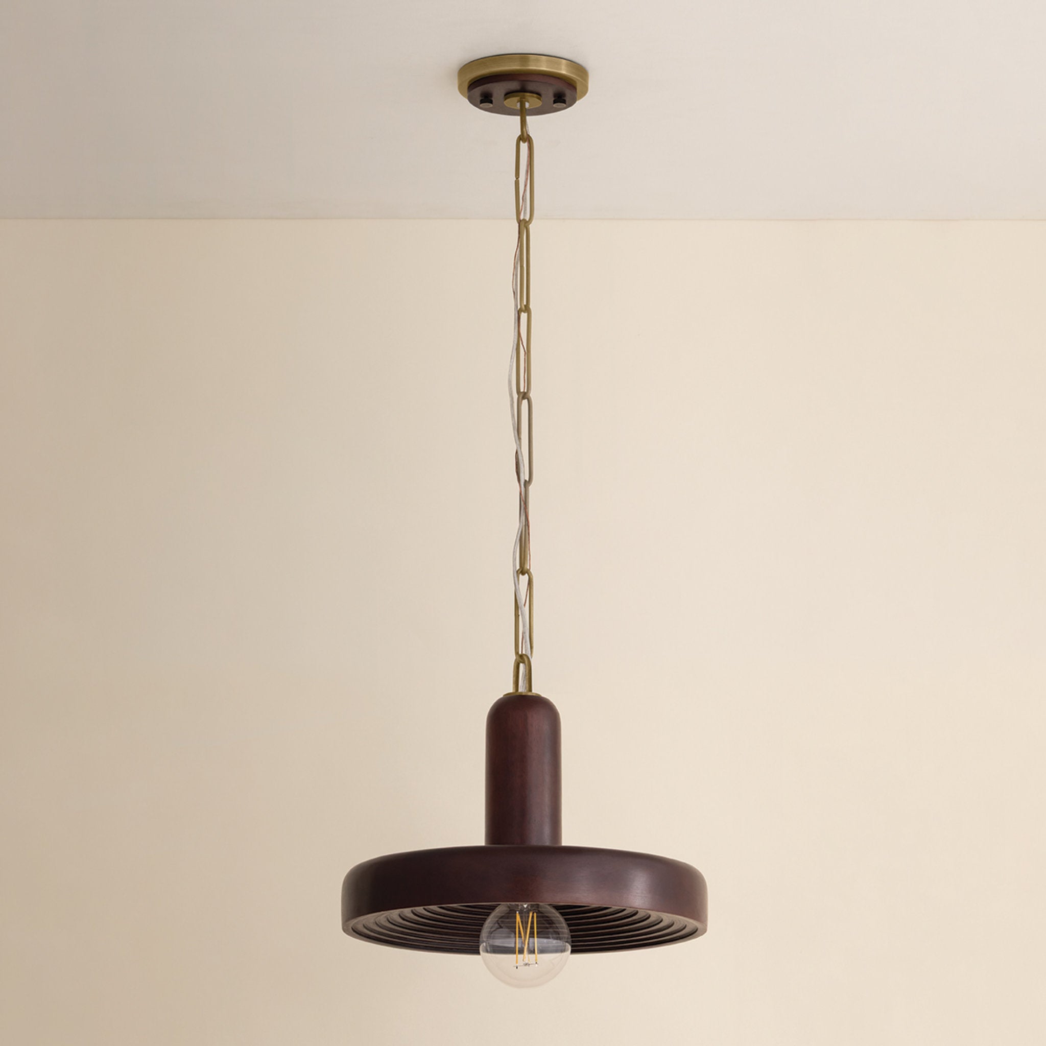 Scheana 1-Light Pendant in Aged Brass 12.5W x 11.5H