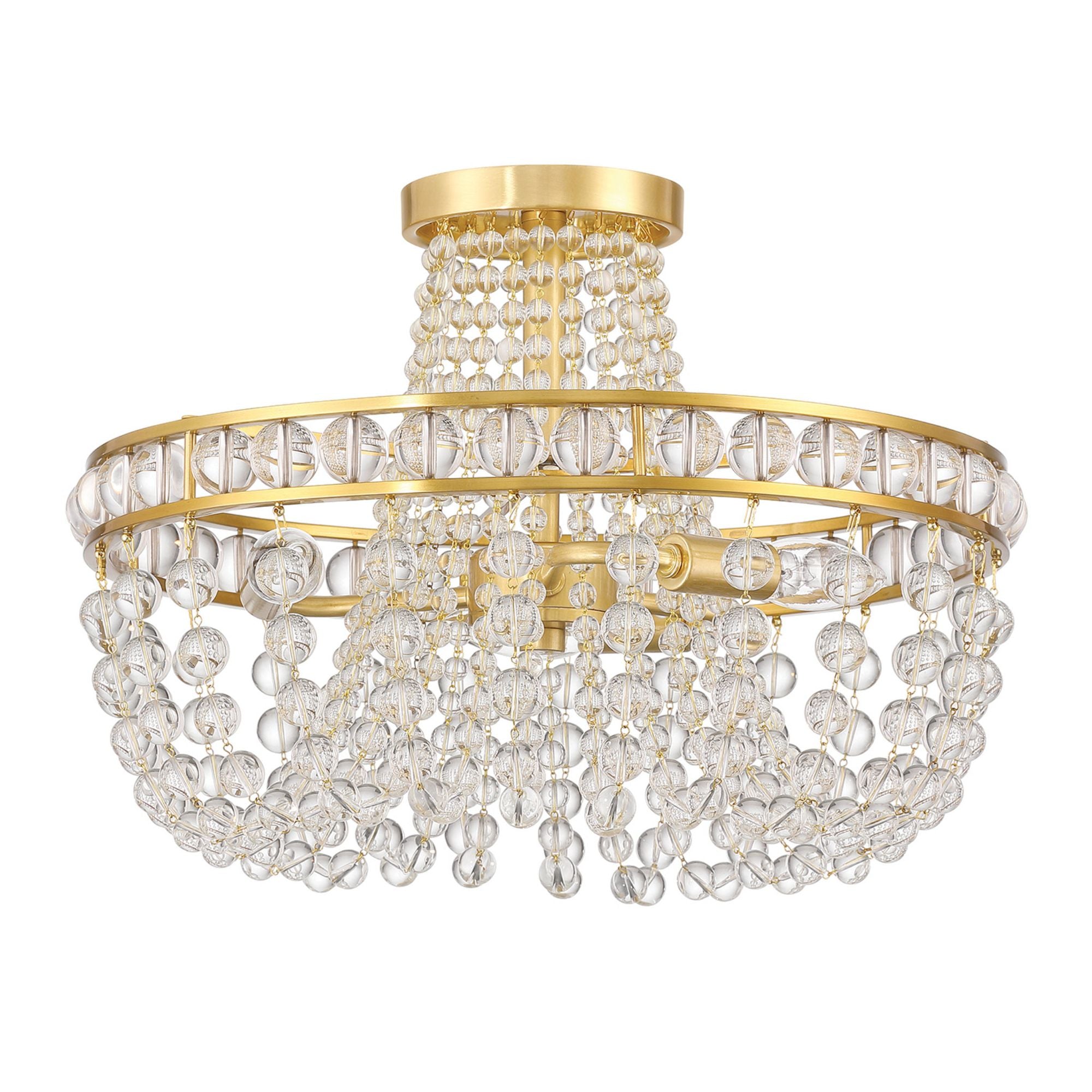 Seville 3 Light Aged Brass Semi Flush Mount Clear Glass 16.5"W x 12"H x 16.5"D