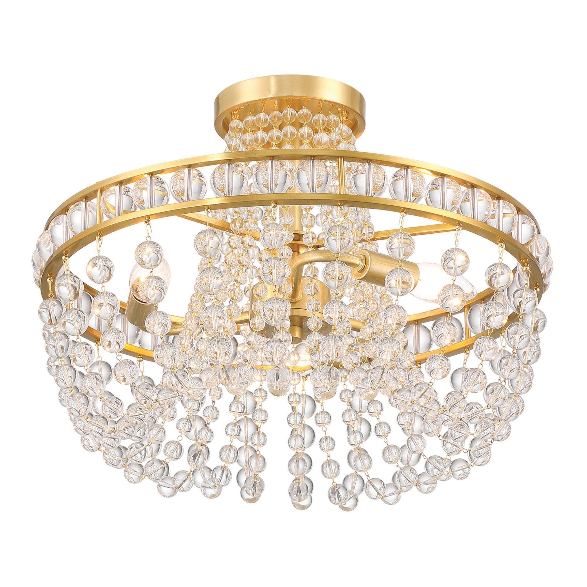 Seville 3 Light Aged Brass Semi Flush Mount Clear Glass 16.5"W x 12"H x 16.5"D