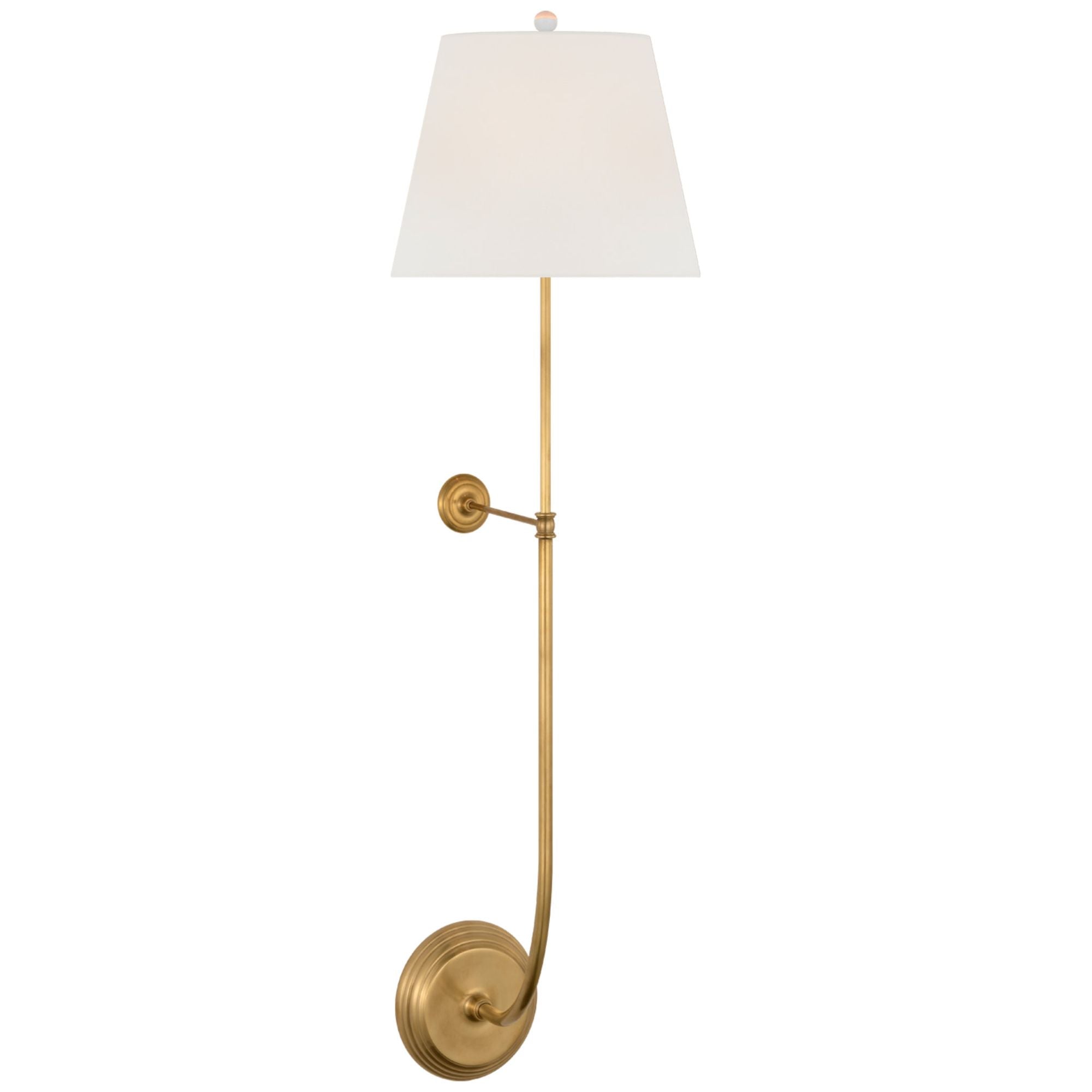 Suzanne Kasler Wyatt 39" Statement Sconce in Hand-Rubbed Antique Brass with Linen Shade Wall Light W10.5" x H39"