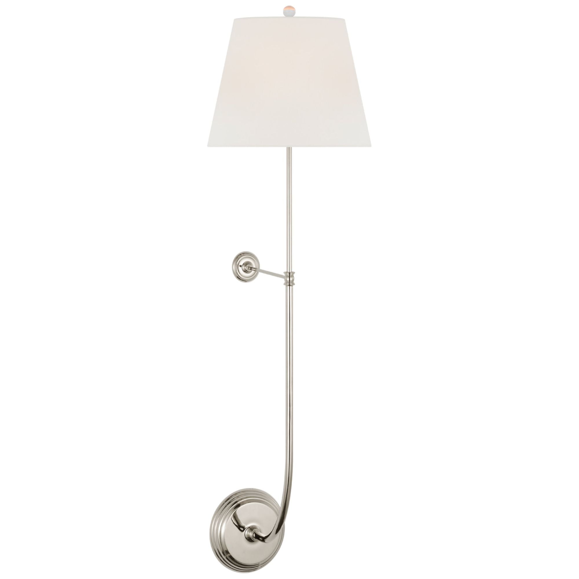 Suzanne Kasler Wyatt 39" Statement Sconce in Polished Nickel with Linen Shade Wall Light W10.5" x H39"