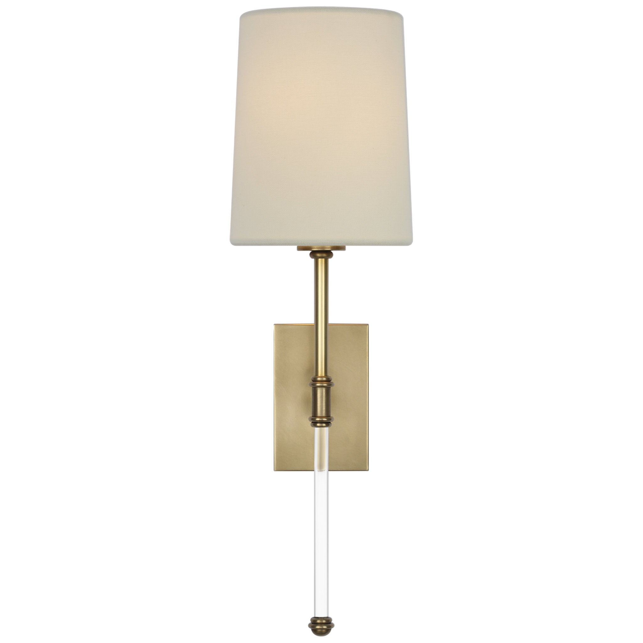 Suzanne Kasler Camille 16" Sconce in Hand-Rubbed Antique Brass with Linen Shade Wall Light W4.75" x H16"