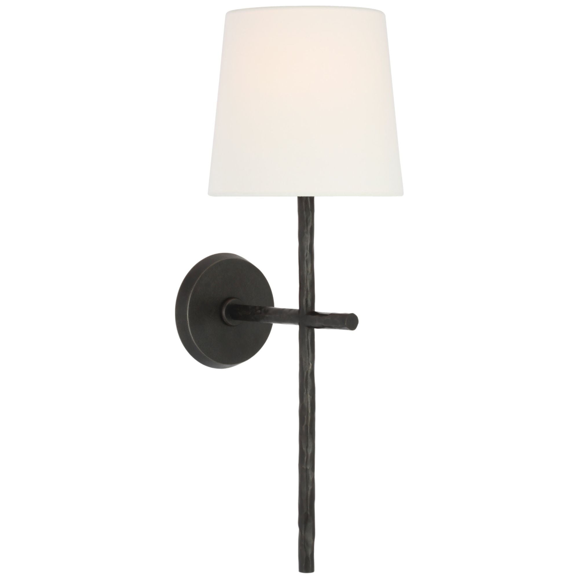 Suzanne Kasler Collette 23" Tail Sconce in Aged Iron with Linen Shade Wall Light W8" x H23"