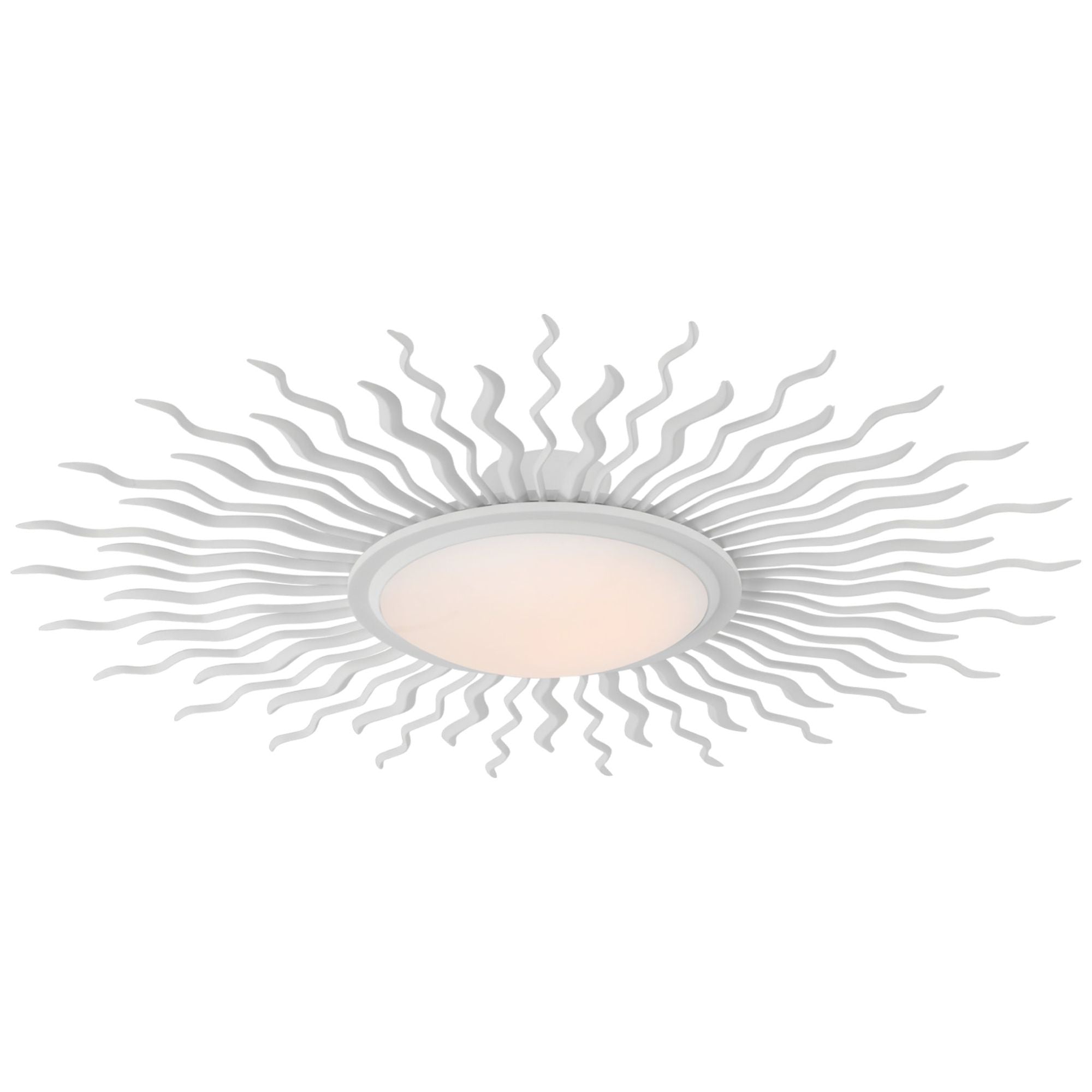 Suzanne Kasler Re 38" Semi-Flush Mount in Matte White with White Glass Ceiling Light W38.25" x H6.75"