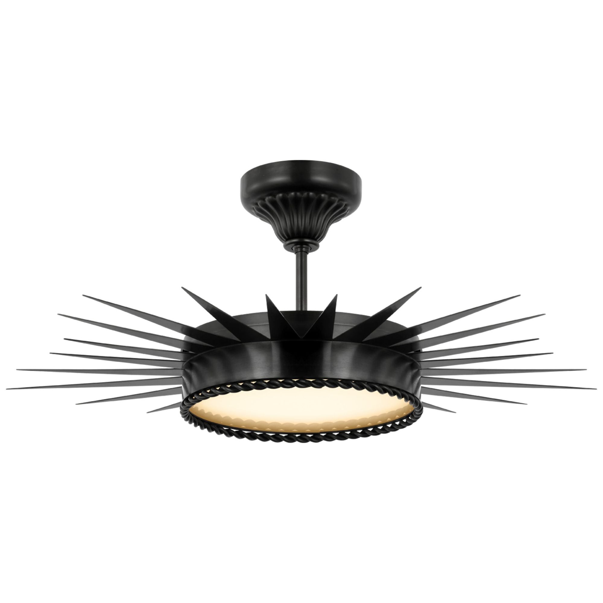 Suzanne Kasler Soleil 28" Semi-Flush Mount in Bronze with White Glass Ceiling Light W26.25" x H10.25"