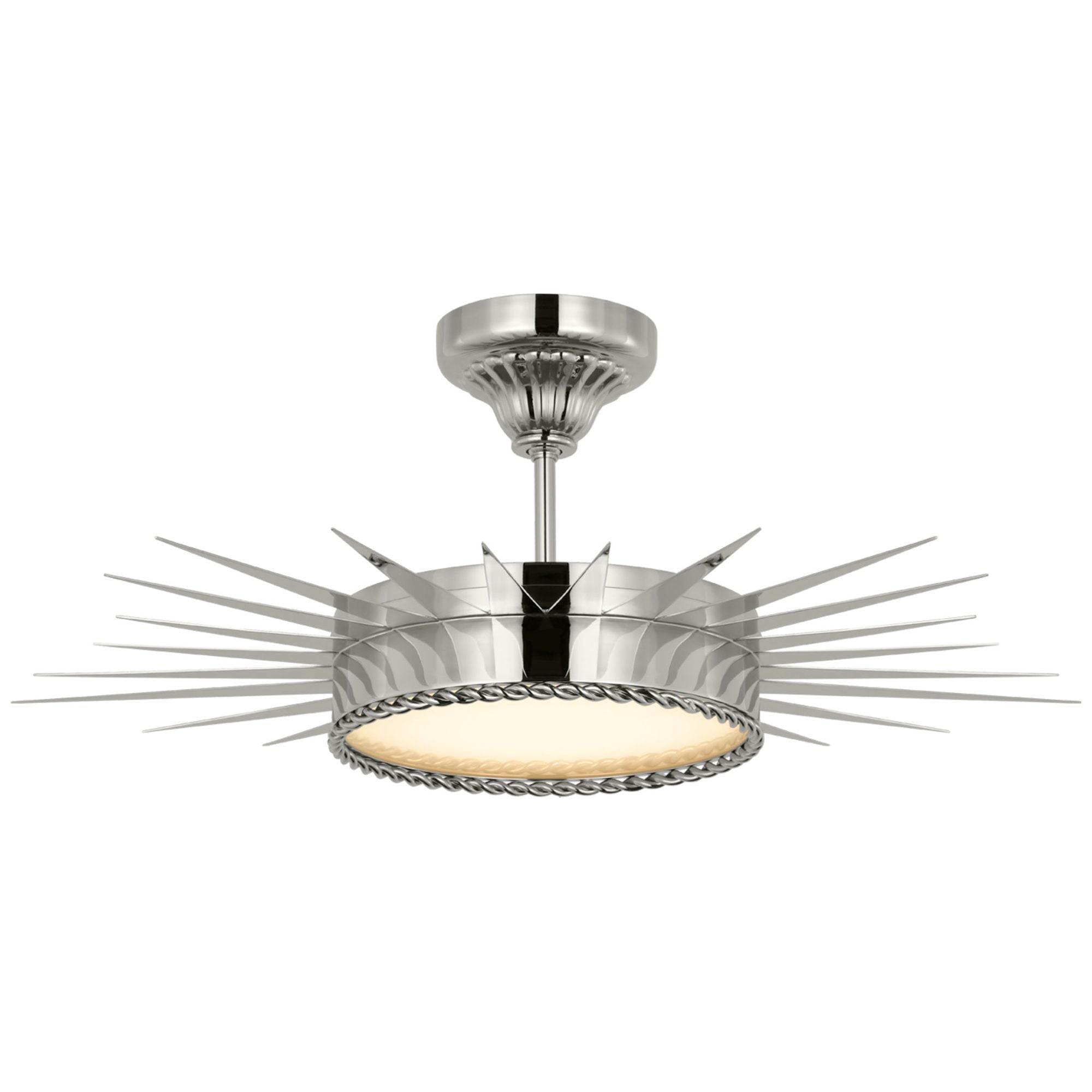 Suzanne Kasler Soleil 28" Semi-Flush Mount in Polished Nickel with White Glass Ceiling Light W26.25" x H10.25"