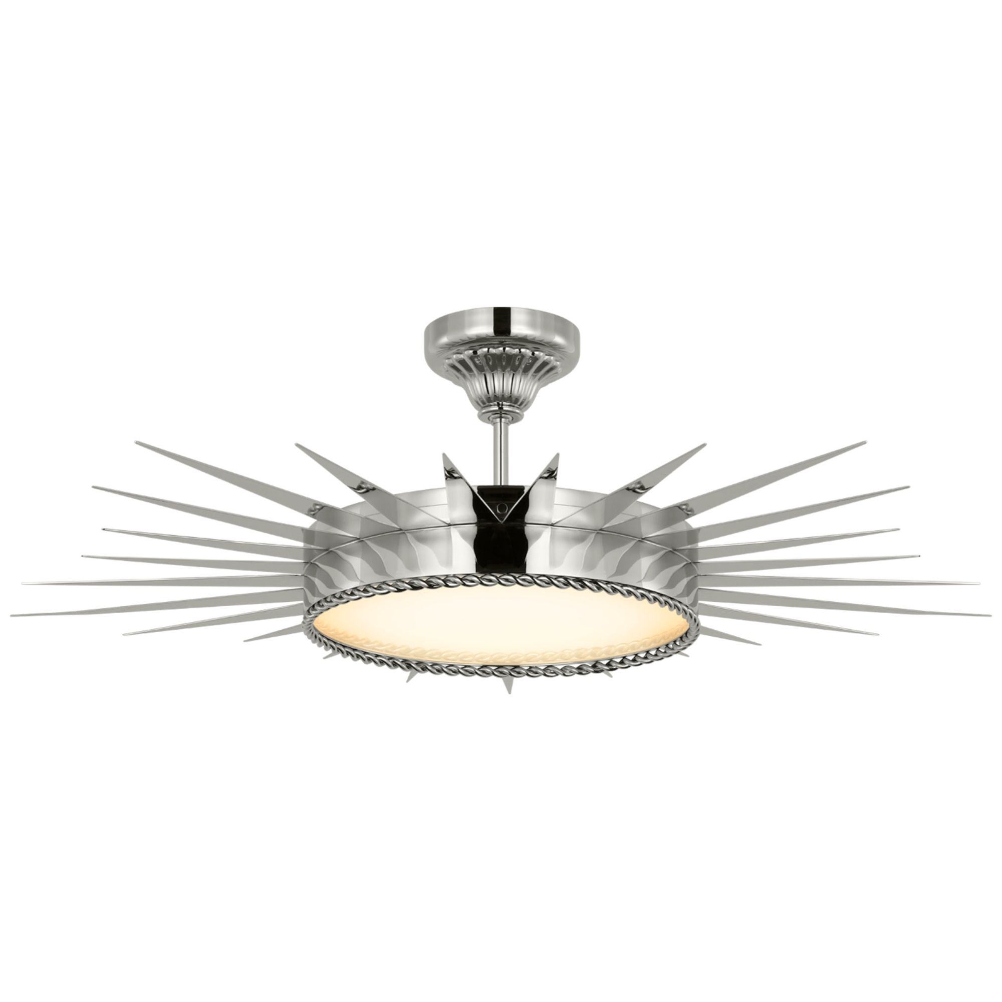 Suzanne Kasler Soleil 36" Semi-Flush Mount in Polished Nickel with White Glass Ceiling Light W34" x H10.25"