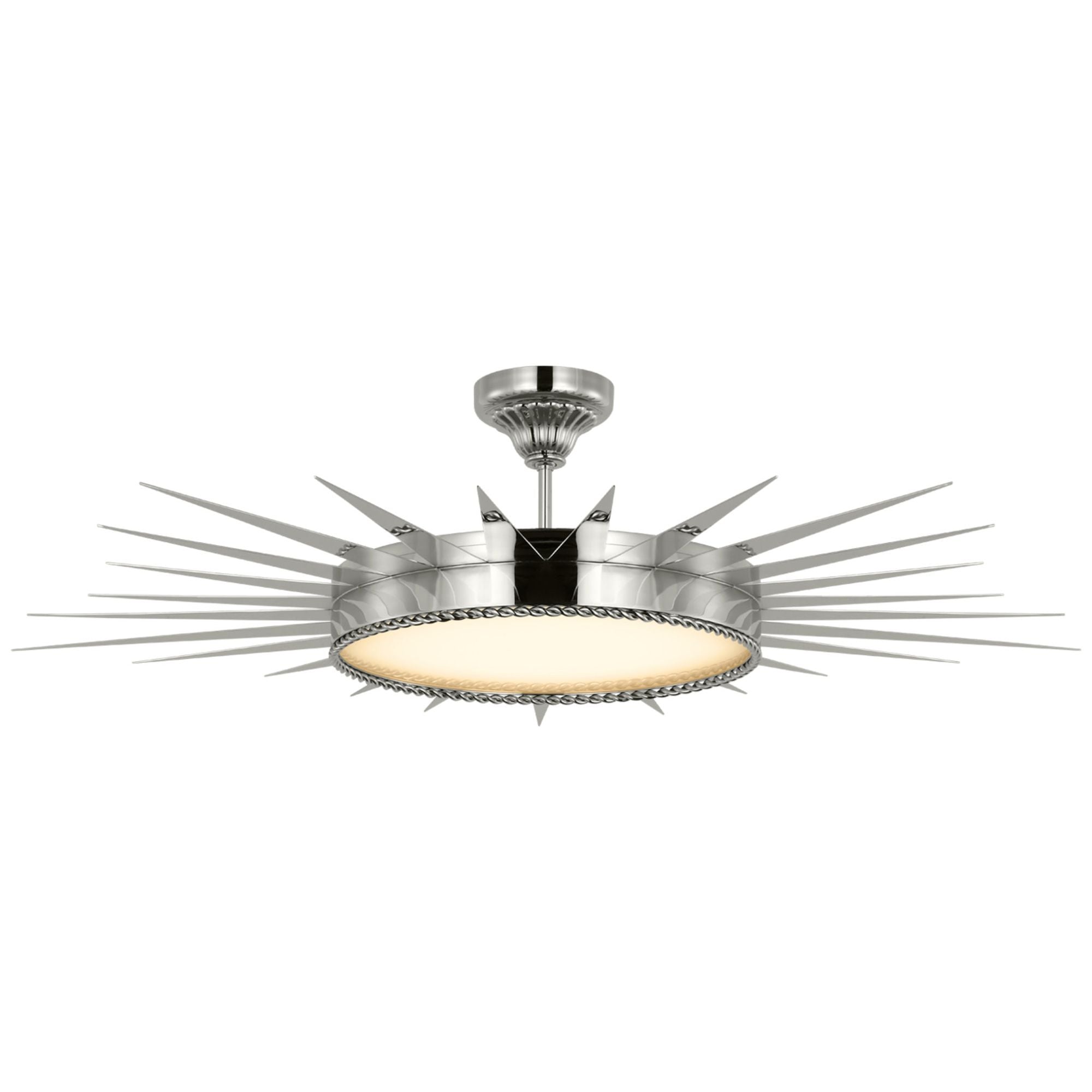 Suzanne Kasler Soleil 45" Semi-Flush Mount in Polished Nickel with White Glass Ceiling Light W42.25" x H10.5"