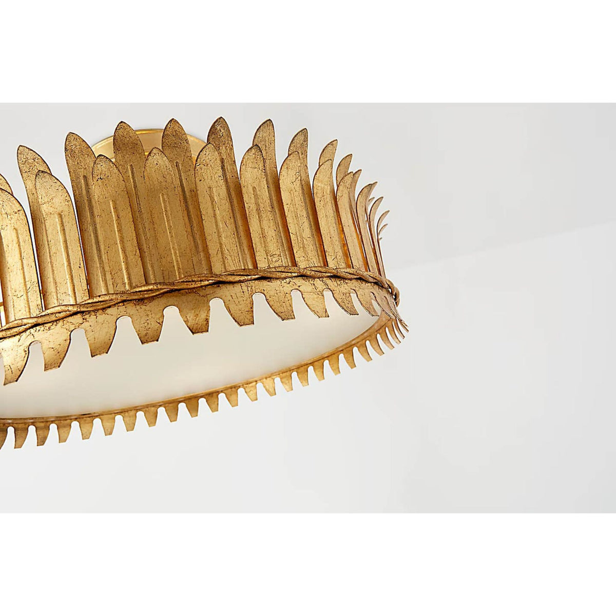 Suzanne Kasler Leslie 16" Semi-Flush in Gilded Iron with Frosted Glass W16" x H8.75"