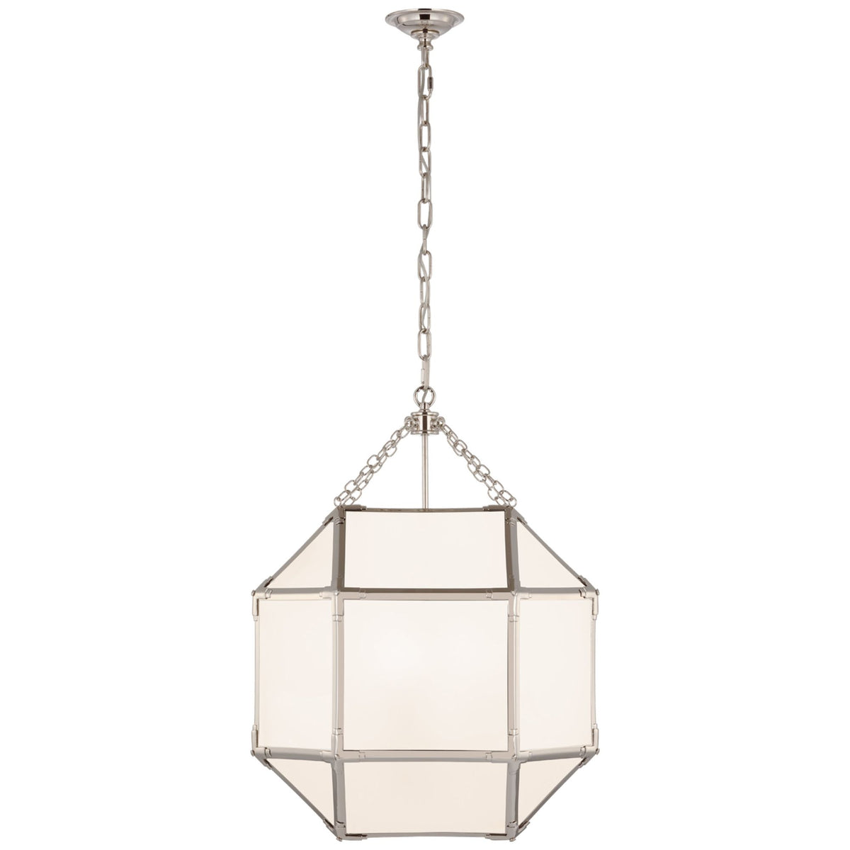 Suzanne Kasler Morris Medium Lantern in Polished Nickel with White Glass W19.75" x H26"