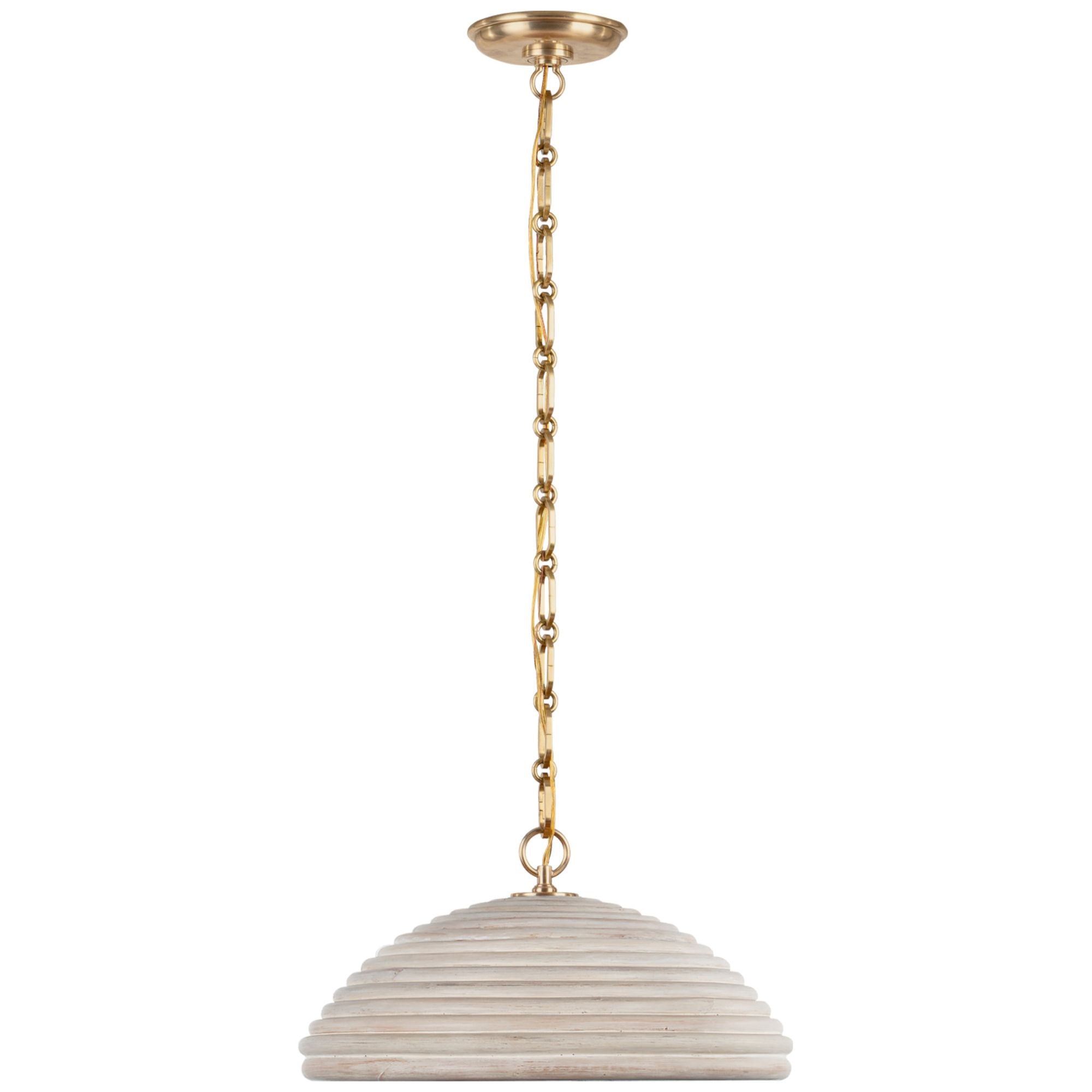 Suzanne Kasler Emerson 16" Pendant in Hand-Rubbed Antique Brass with Ash Rattan Shade Ceiling Light W15.75" x H8.5"