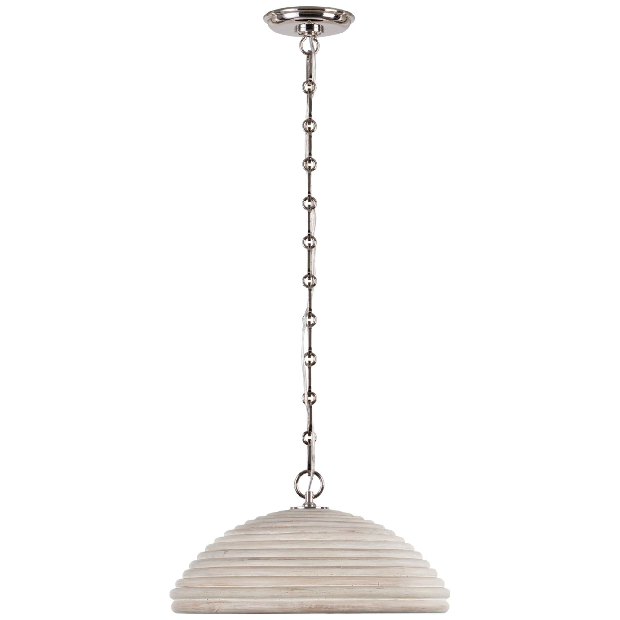 Suzanne Kasler Emerson 16" Pendant in Polished Nickel with Ash Rattan Shade Ceiling Light W15.75" x H8.5"