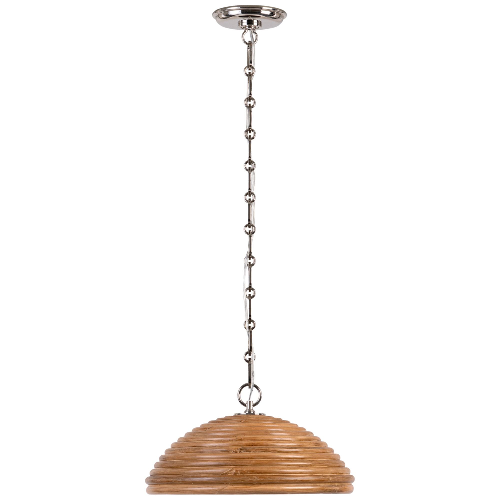 Suzanne Kasler Emerson 16" Pendant in Polished Nickel with Natural Rattan Shade Ceiling Light W15.75" x H8.5"