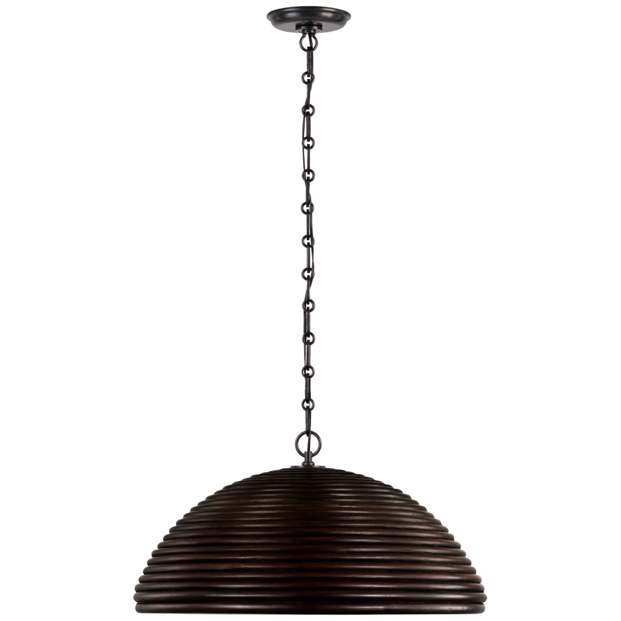 Suzanne Kasler Emerson 23" Pendant in Bronze with Espresso Rattan Shade Ceiling Light W22.75" x H11.75"