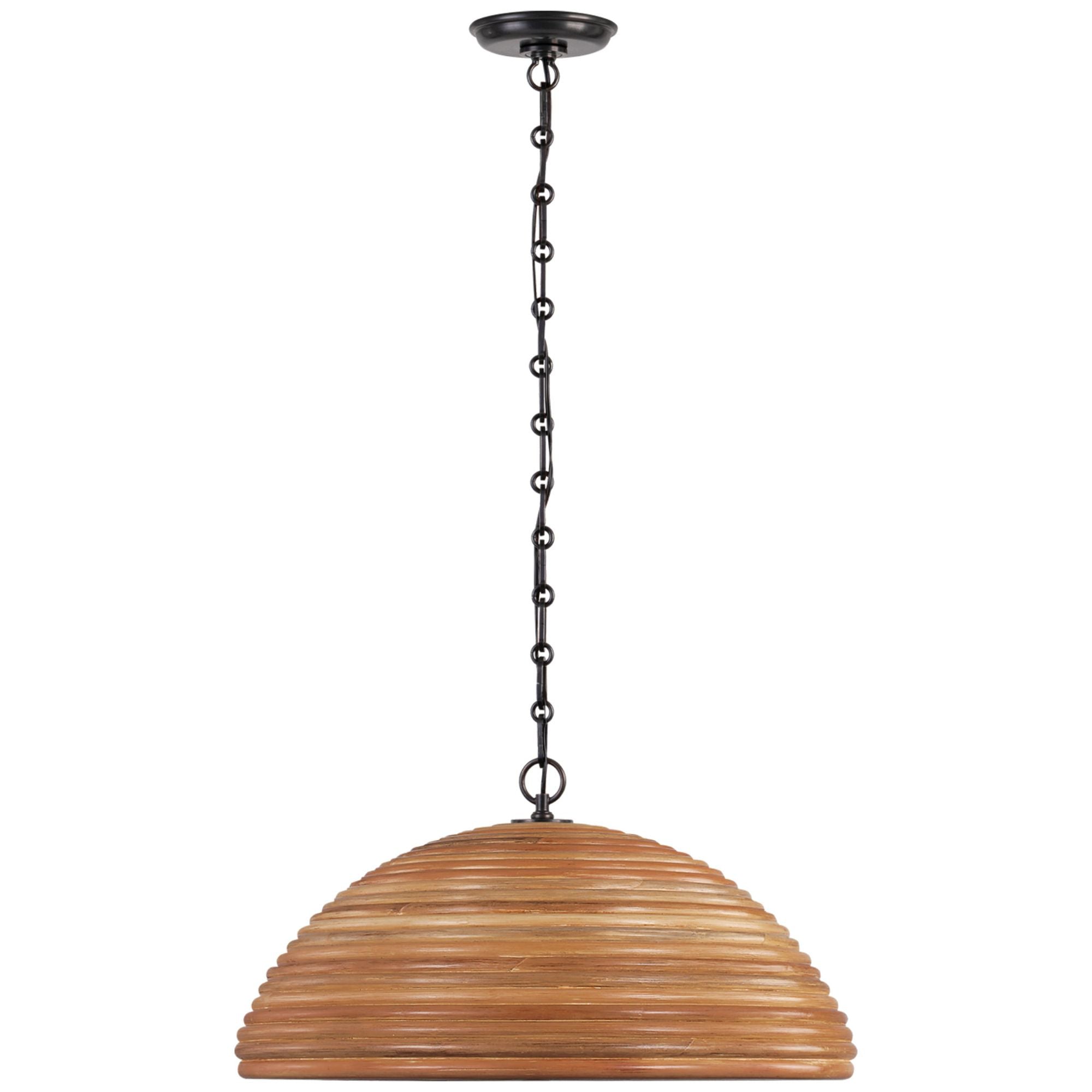 Suzanne Kasler Emerson 23" Pendant in Bronze with Natural Rattan Shade Ceiling Light W22.75" x H11.75"