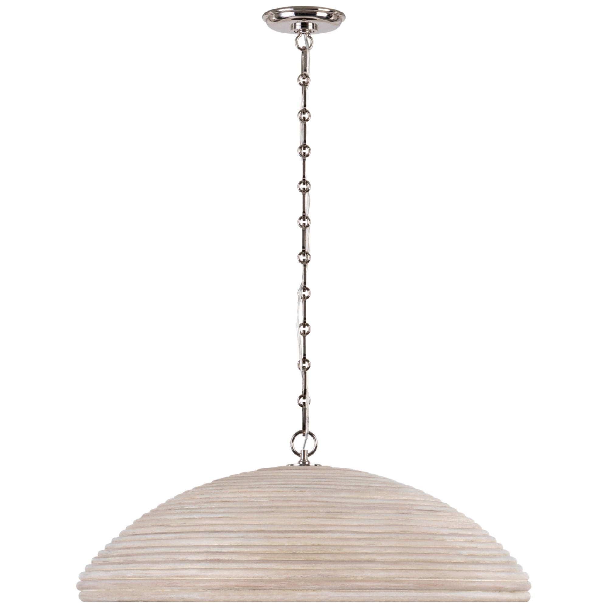 Suzanne Kasler Emerson 29" Pendant in Polished Nickel with Ash Rattan Shade Ceiling Light W29.25" x H11"