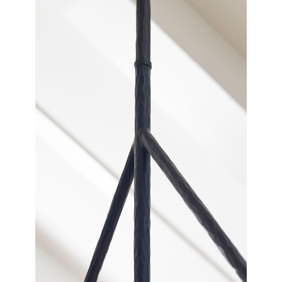 Suzanne Kasler Collette Large Linear Pendant in Aged Iron with Linen Shade W16" x 57.5"