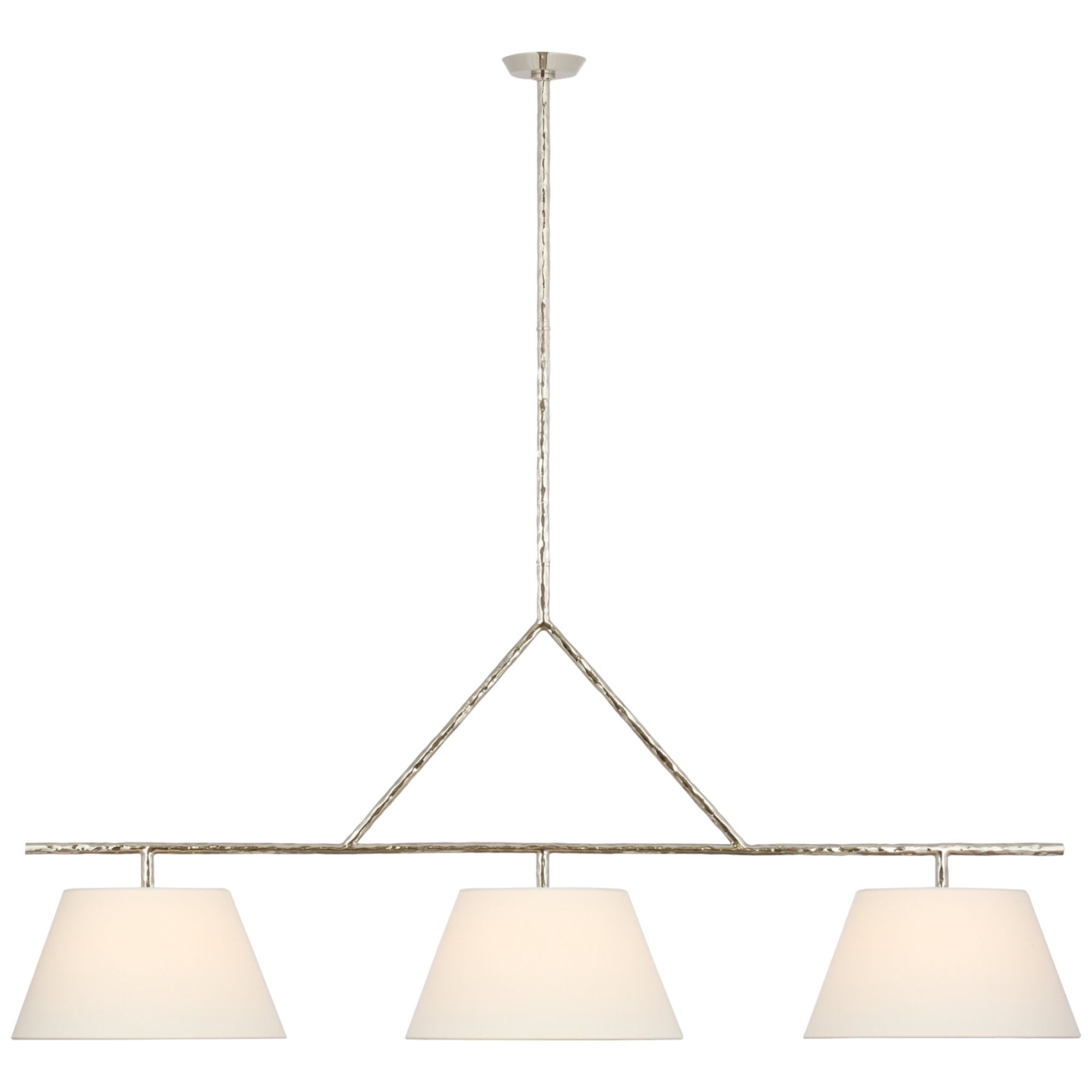 Suzanne Kasler Collette 70" Linear Chandelier in Polished Nickel with Linen Shades Ceiling Light W70"