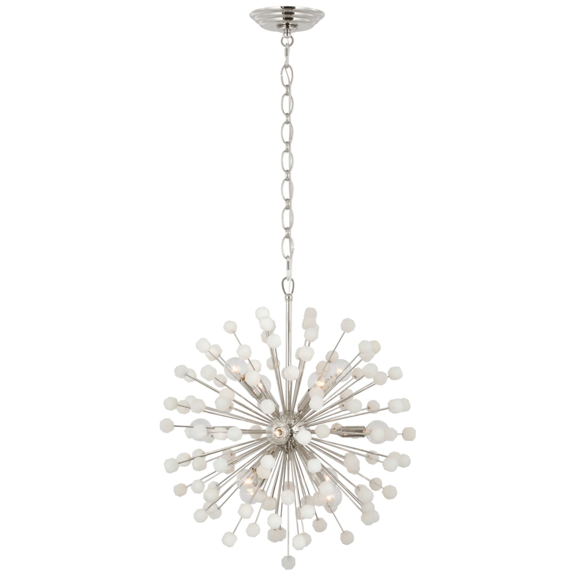 Suzanne Kasler Lys 21" Chandelier in Polished Nickel and Alabaster Ceiling Light W21.25" x H23.5"