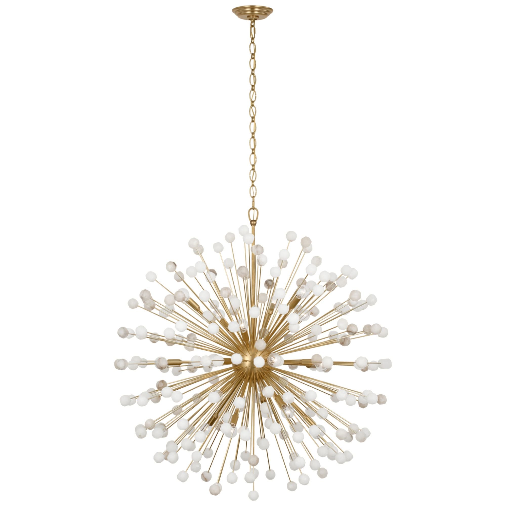 Suzanne Kasler Lys 41" Chandelier in Hand-Rubbed Antique Brass and Alabaster Ceiling Light W41.5" x H43.5"
