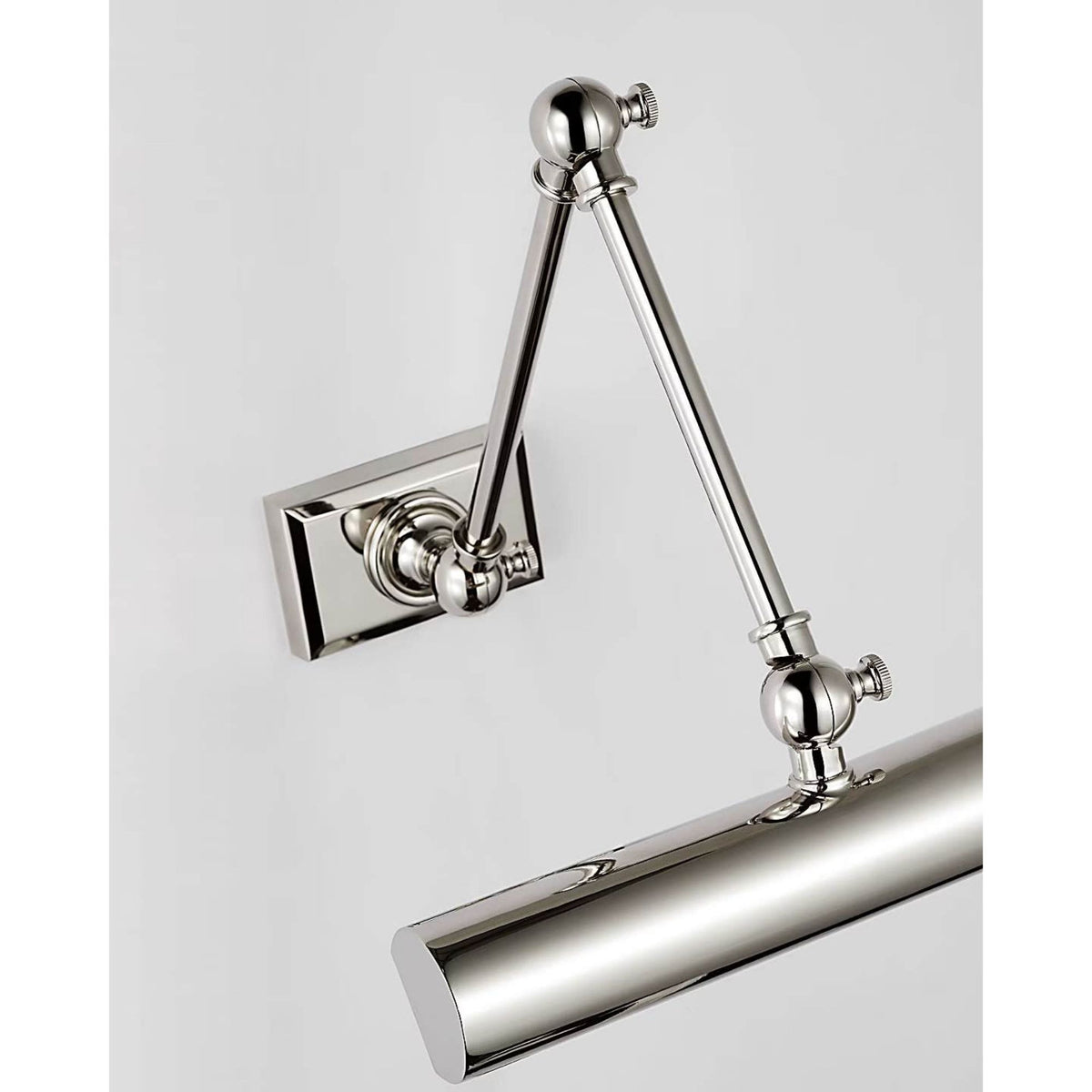 Chapman & Myers Cabinet Maker 12" Double Library Light in Polished Nickel W12" x H5.75" - 12.25" x E13.25" - 22.75"