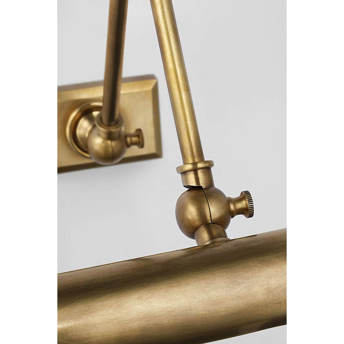 Chapman & Myers Cabinet Maker 18" Double Library Light in Hand-Rubbed Antique Brass W18" x H5.75" - 12.25" x E13.25" - 22.75"