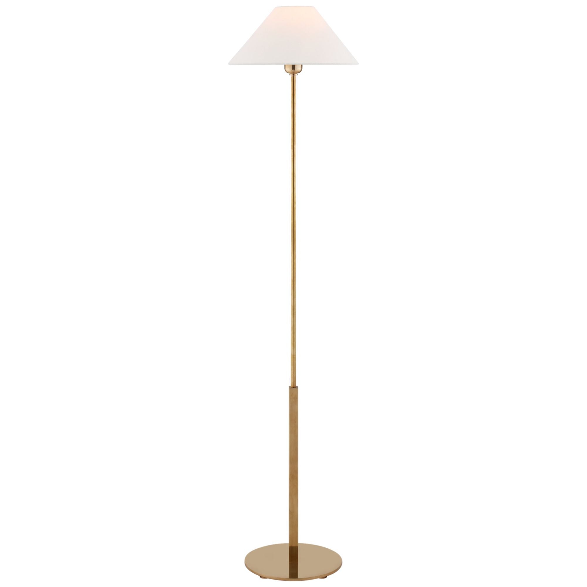 J. Randall Powers Hackney Cordless Floor Lamp in Hand-Rubbed Antique Brass with Linen Shade W14" x H52.25"