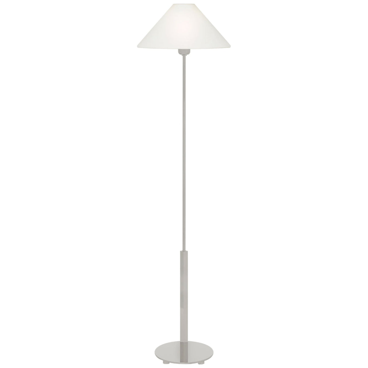 J. Randall Powers Hackney Floor Lamp in Polished Nickel with Linen Shade W14" x H52.25"