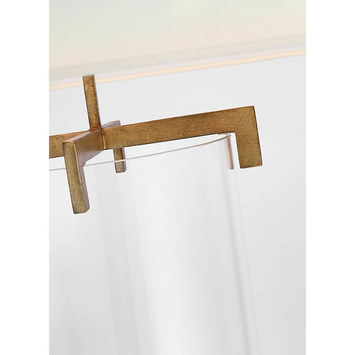 J. Randall Powers Brooks Table Lamp in Crystal and Gilded Iron with Linen Shade W23" x H29.25" - 31.75"
