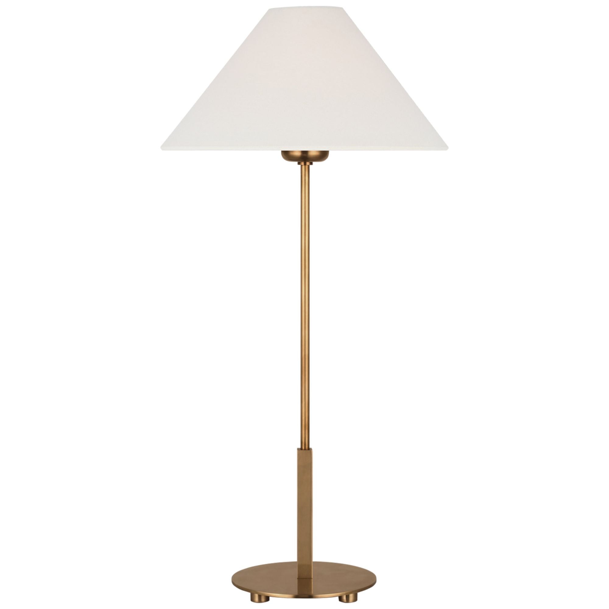 J. Randall Powers Hackney 24" Cordless Buffet Lamp in Hand-Rubbed Antique Brass with Linen Shade Table Lamp W11.5" x H23.5"