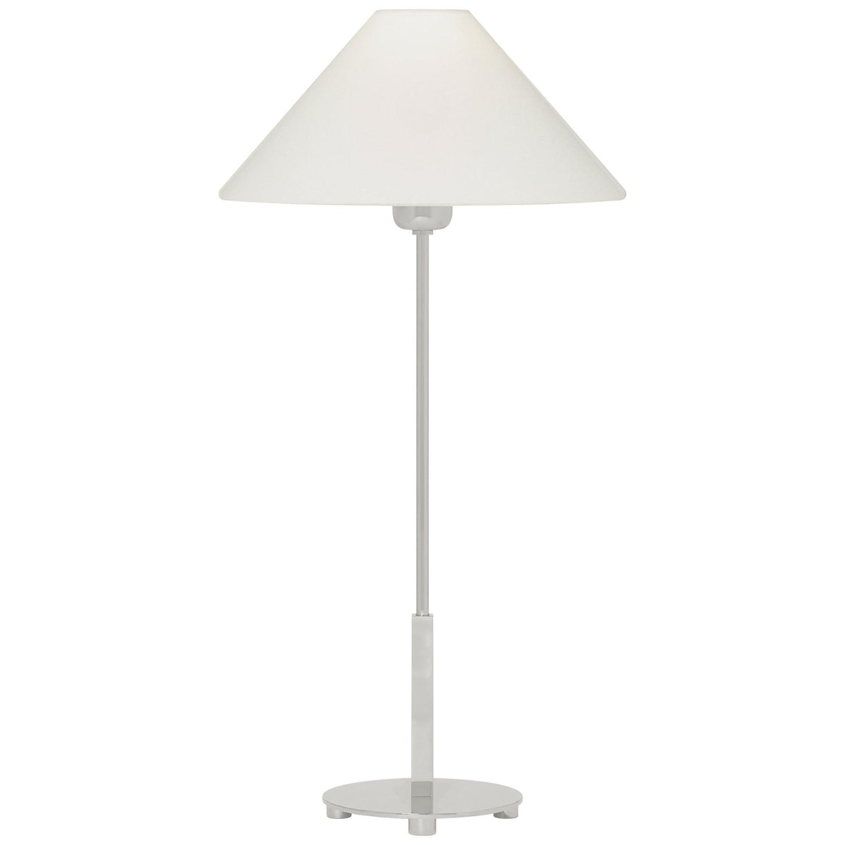 J. Randall Powers Hackney Table Lamp in Polished Nickel with Linen Shade W11.75" x H23.75"