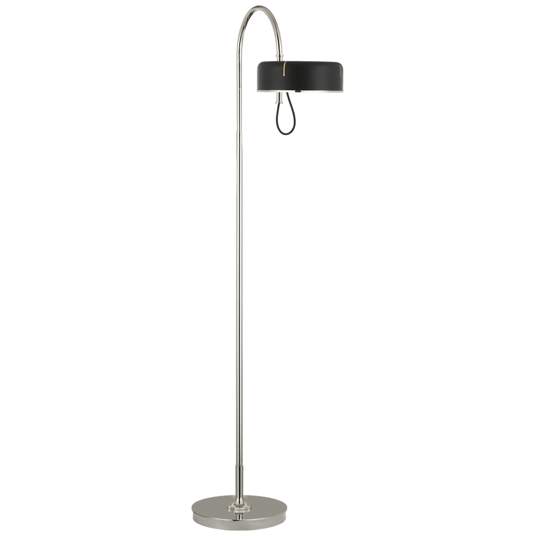 Thomas O'Brien Oso 58" Articulating Reading Floor Lamp in Polished Nickel with Matte Black Shade W11" x H58.25"