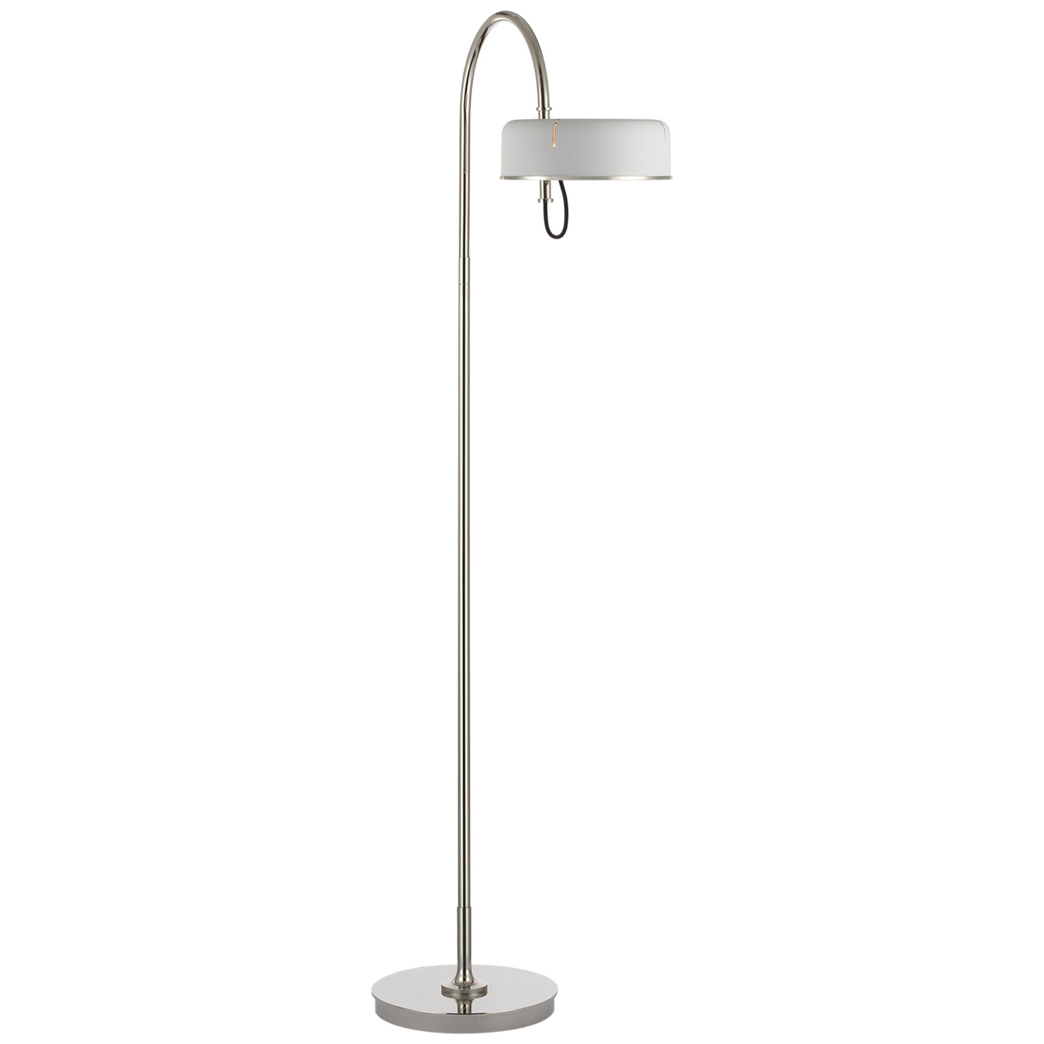 Thomas O'Brien Oso 58" Articulating Reading Floor Lamp in Polished Nickel with Matte White Shade W11" x H58.25"