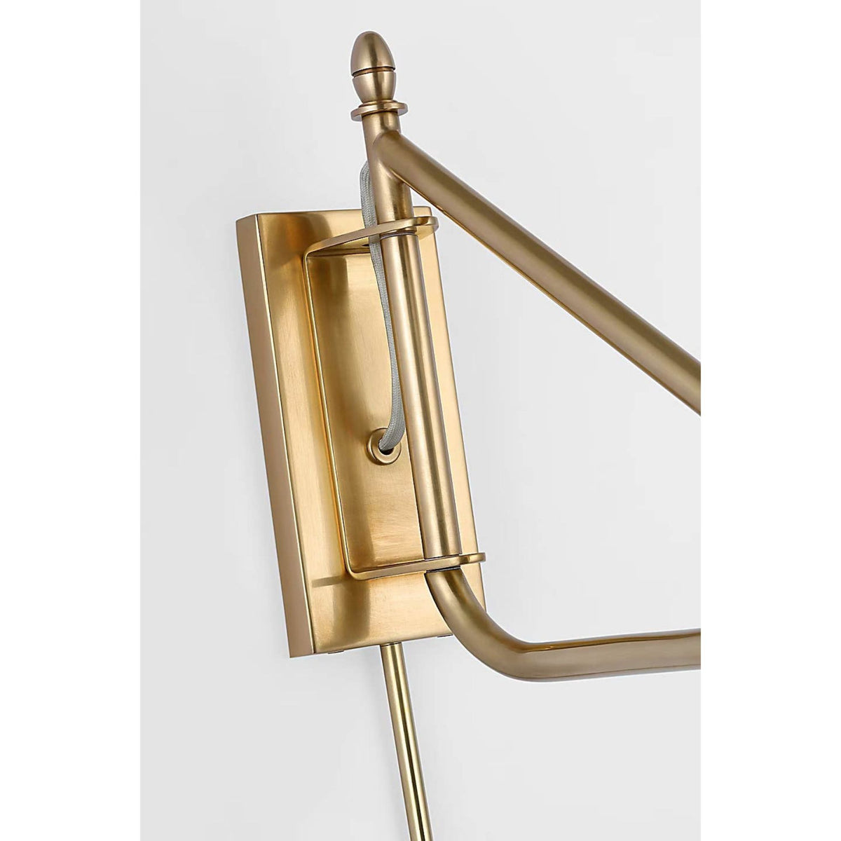Thomas O'Brien Paulo Small Bracket Light in Hand-Rubbed Antique Brass with Linen Shade W11" x H16" x E15 - 26"