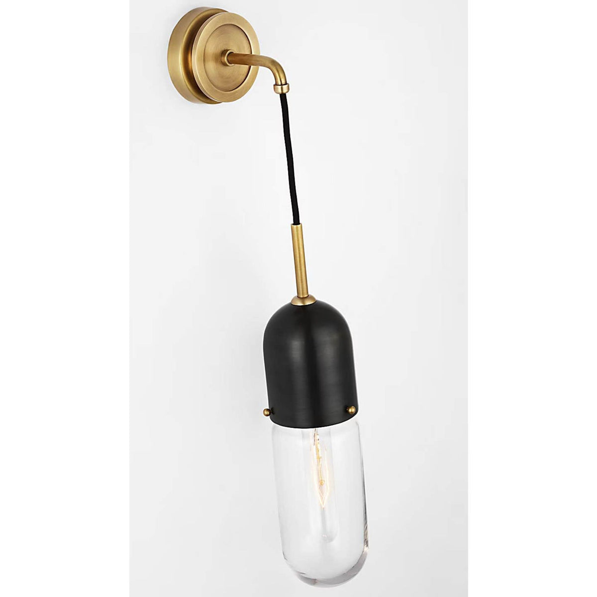 Thomas O'Brien Junio Wall Light in Bronze and Brass with Clear Glass W4.25" x H26" x E6.75"
