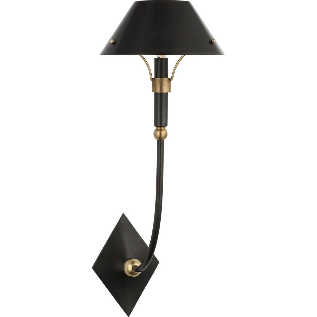 Thomas O'Brien Turlington Large Sconce in Bronze and Hand-Rubbed Antique Brass with Bronze Shade W8.75" x H23.75" x E12"