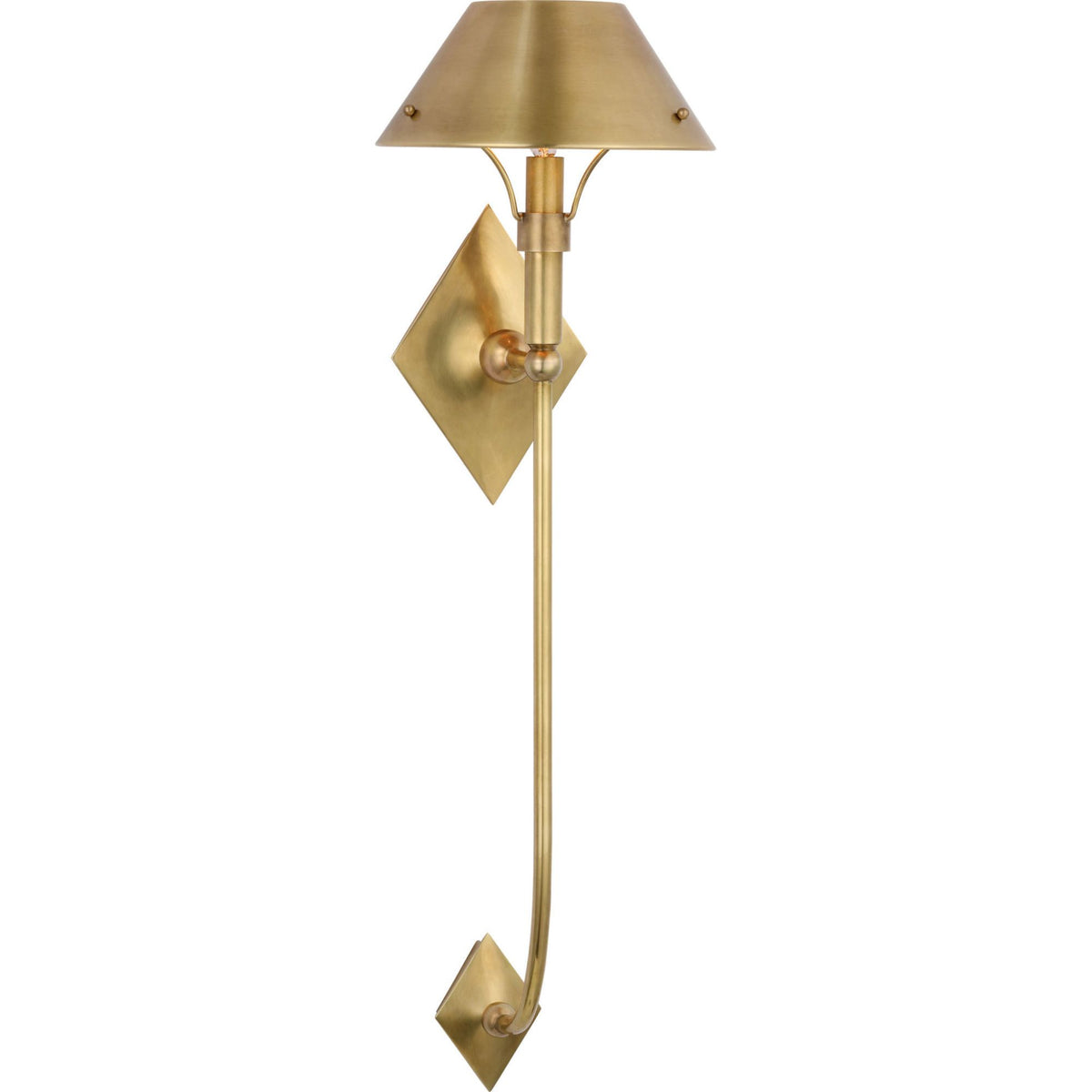 Thomas O'Brien Turlington XL Sconce in Hand-Rubbed Antique Brass with Hand-Rubbed Antique Brass Shade W8.75" x H30" x E9.75"