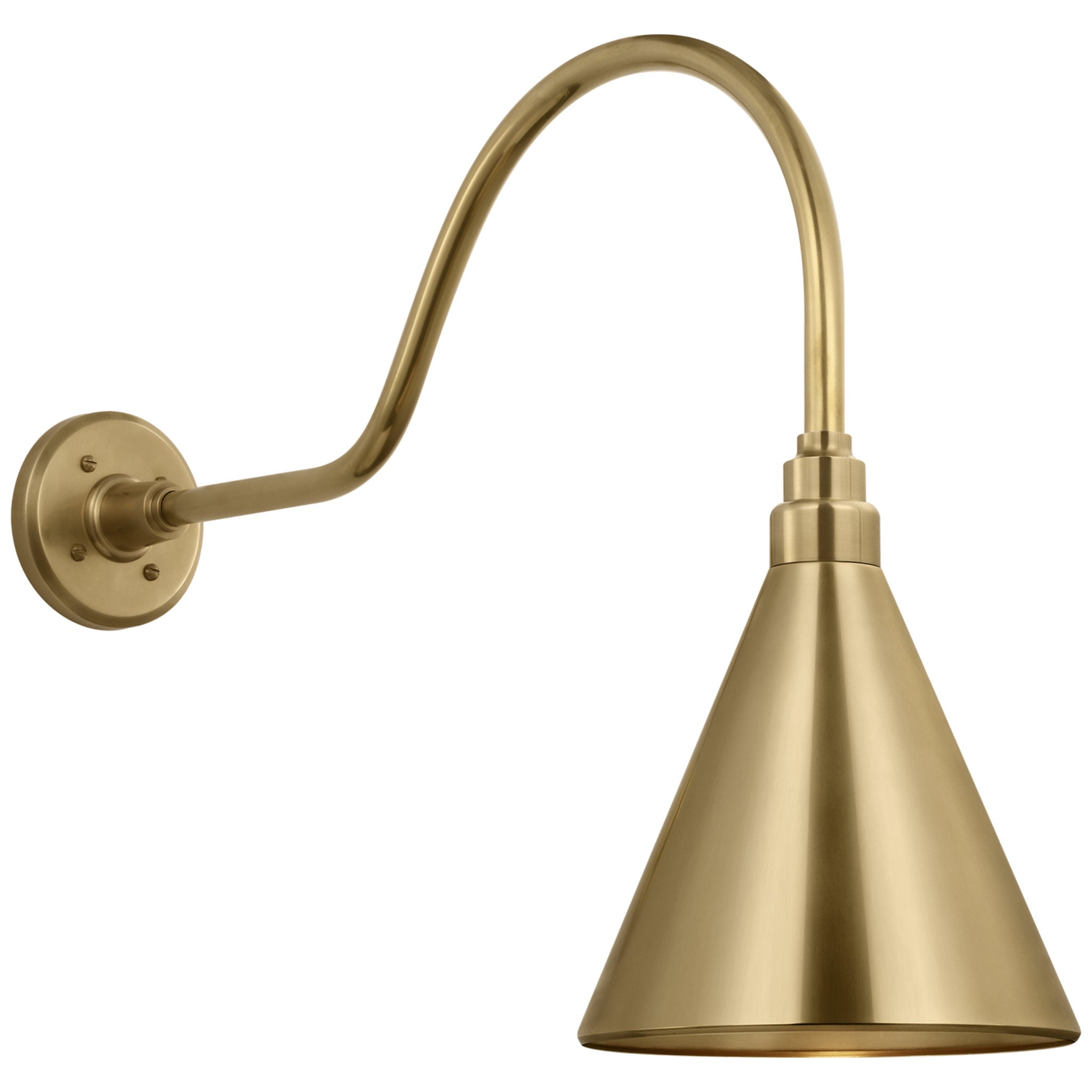 Thomas O'Brien Academy 23" Flynn Barn Light in Hand-Rubbed Antique Brass with 9" Conical Savannah Shade Outdoor Lighting W9" x H19.25"