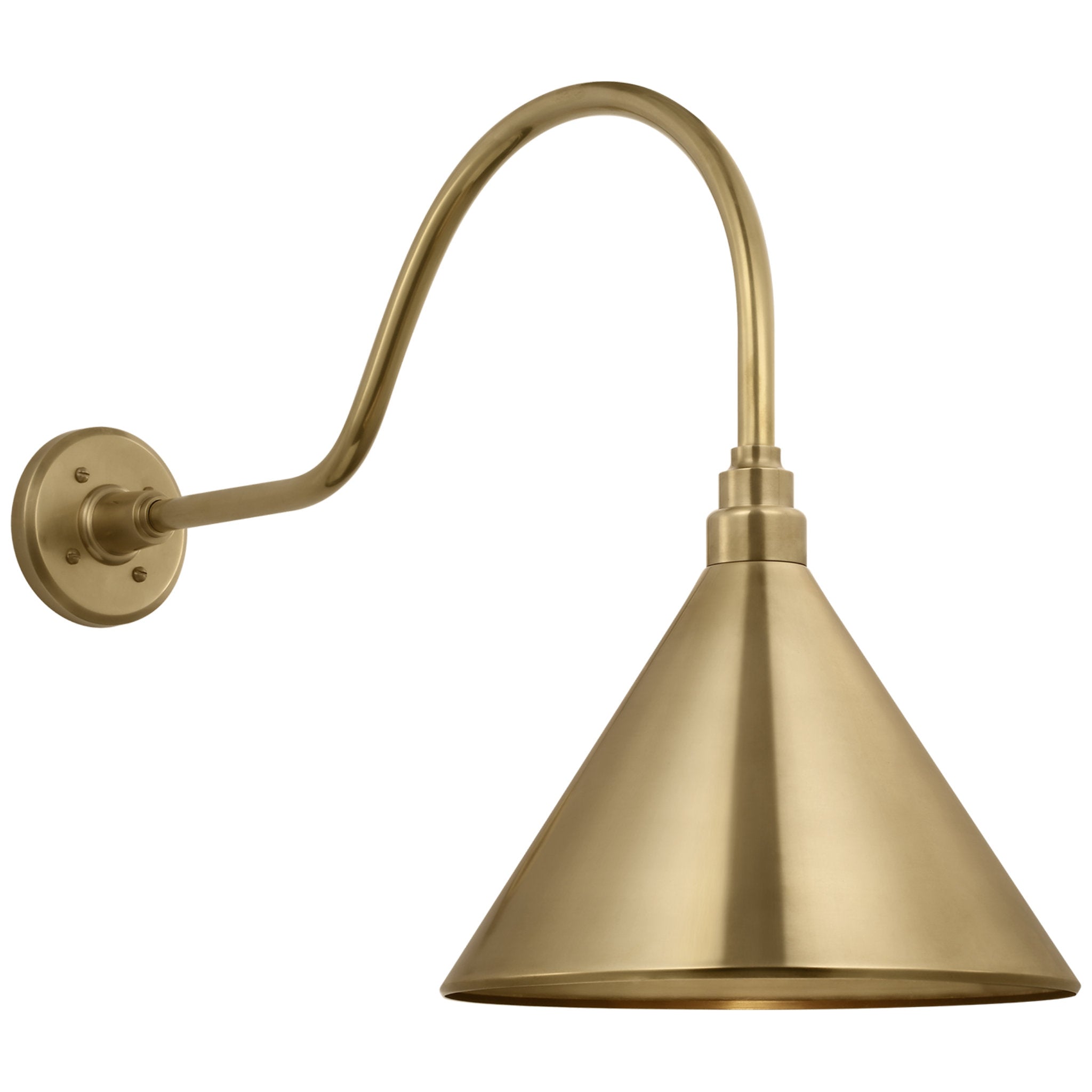 Thomas O'Brien Academy 23" Flynn Barn Light in Hand-Rubbed Antique Brass with 12.5" Conical Savannah Shade Outdoor Lighting W12.5" x H19.25"
