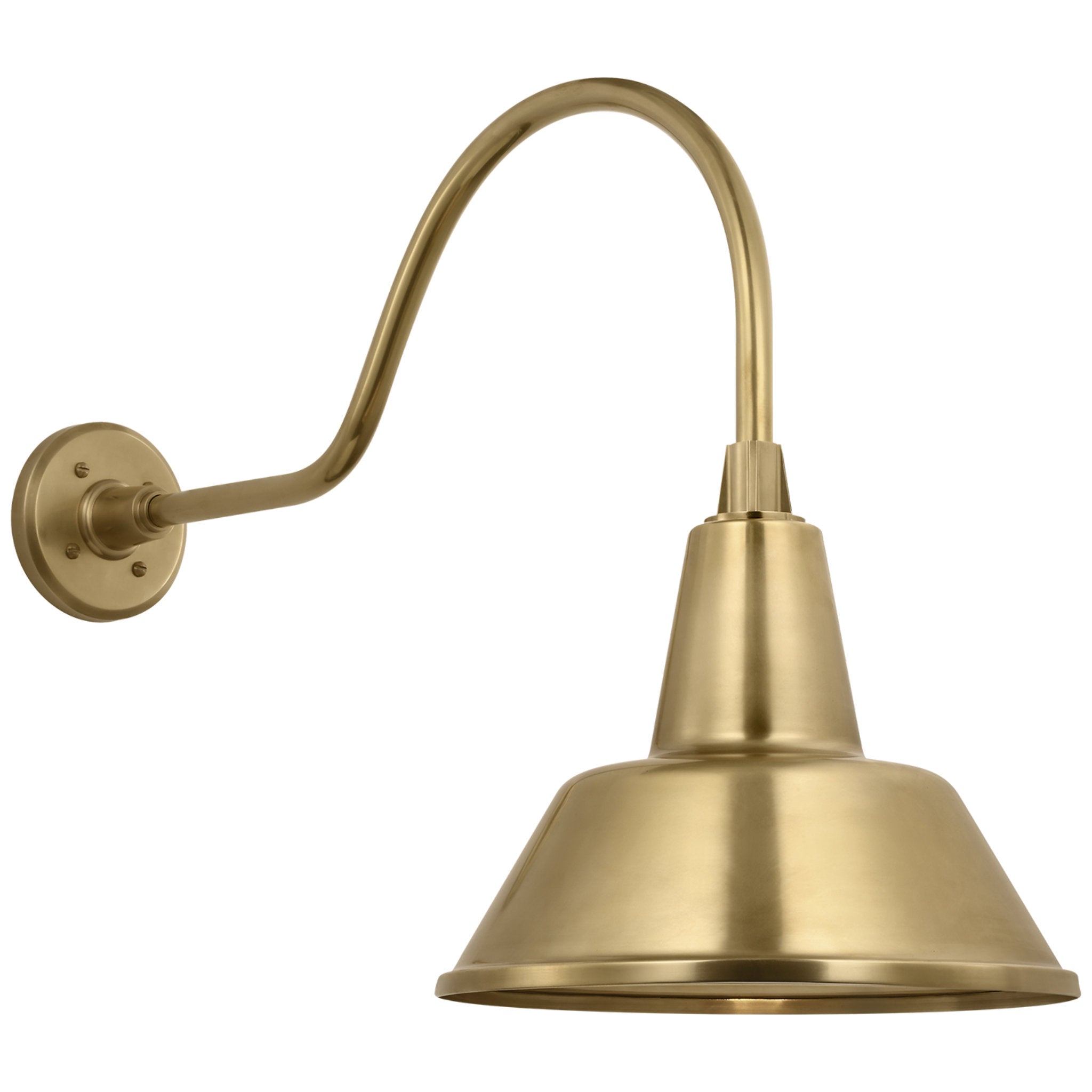Thomas O'Brien Academy 23" Flynn Barn Light in Hand-Rubbed Antique Brass with 12.5" Bowers Shade Outdoor Lighting W12.5" x H19"