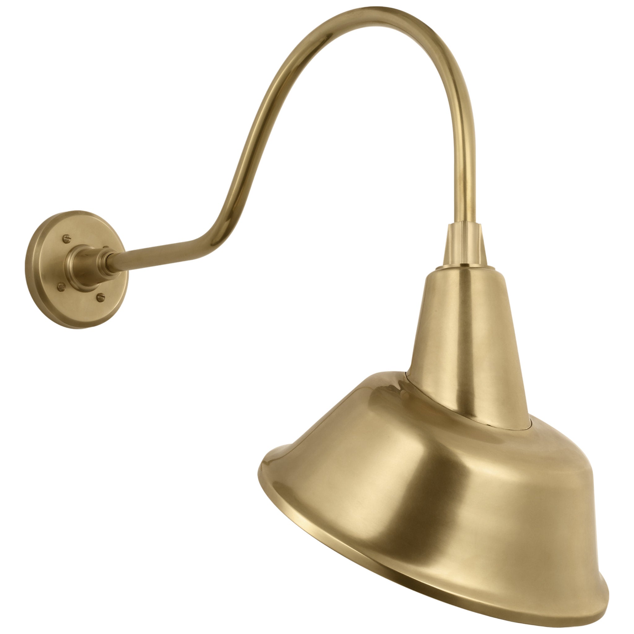 Thomas O'Brien Academy 23" Flynn Barn Light in Hand-Rubbed Antique Brass with 12.5" Tilted Bowers Shade Outdoor Lighting W12.5" x H22"