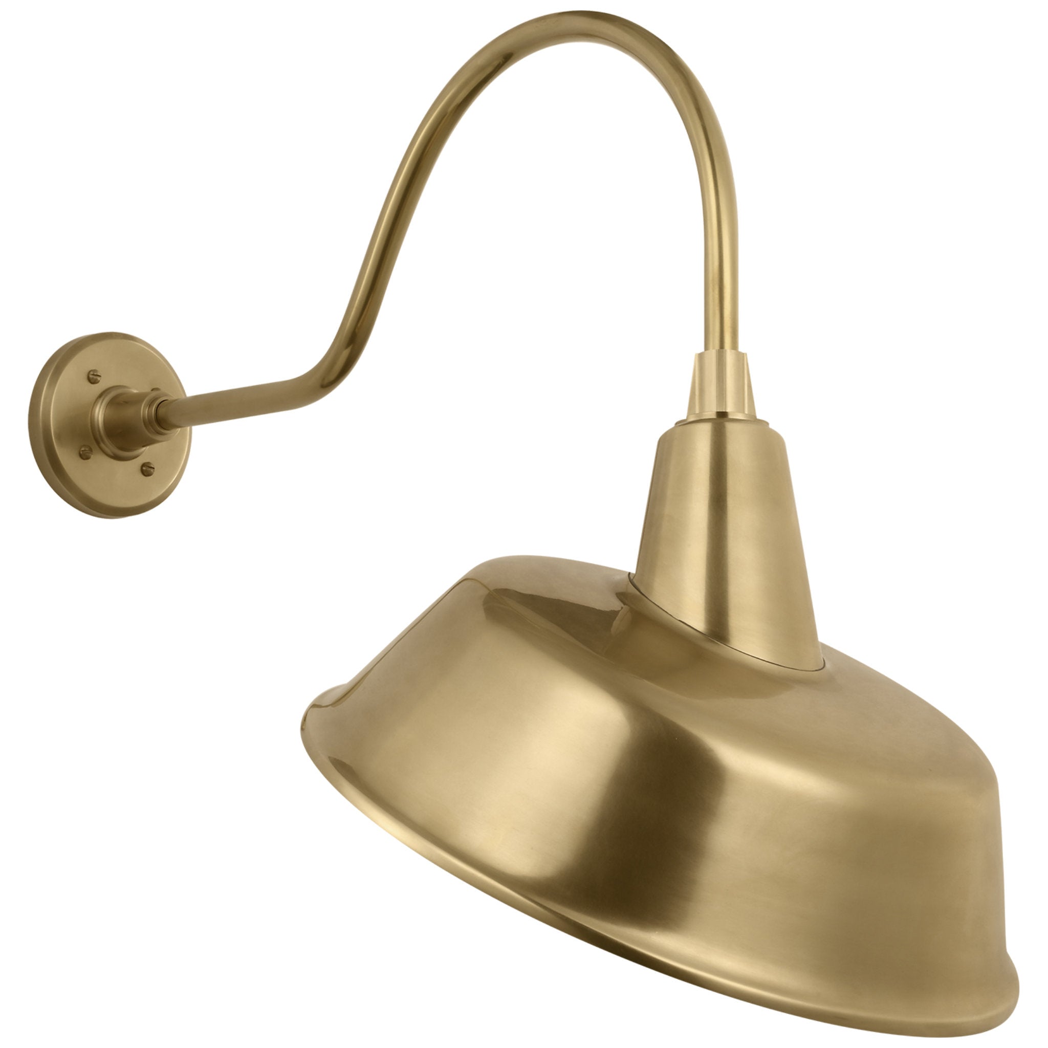 Thomas O'Brien Academy 23" Flynn Barn Light in Hand-Rubbed Antique Brass with 16" Tilted Bowers Shade Outdoor Lighting W16" x H23"