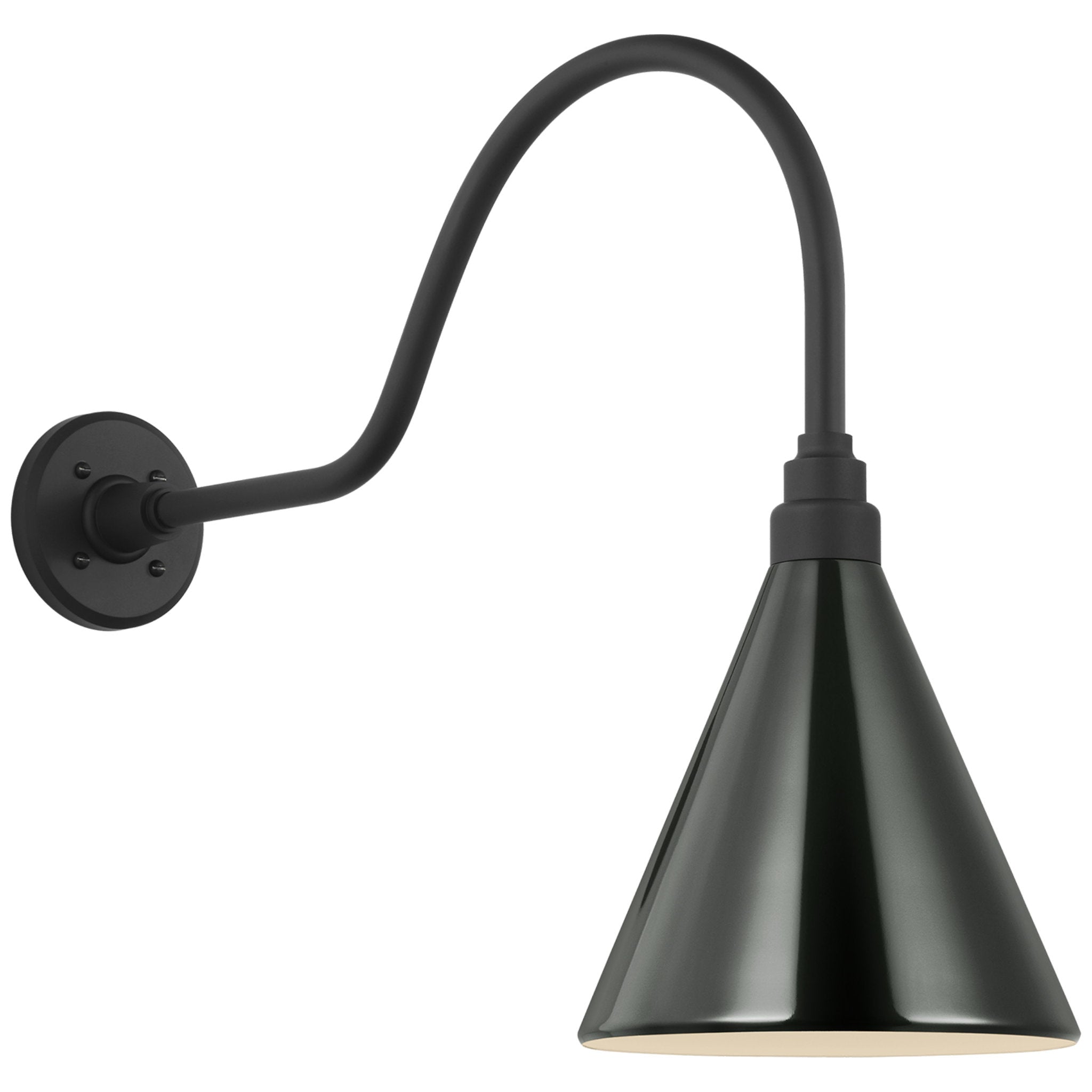 Thomas O'Brien Academy 23" Flynn Barn Light in Matte Black with 9" Green Conical Savannah Shade Outdoor Lighting W9" x H19.25"