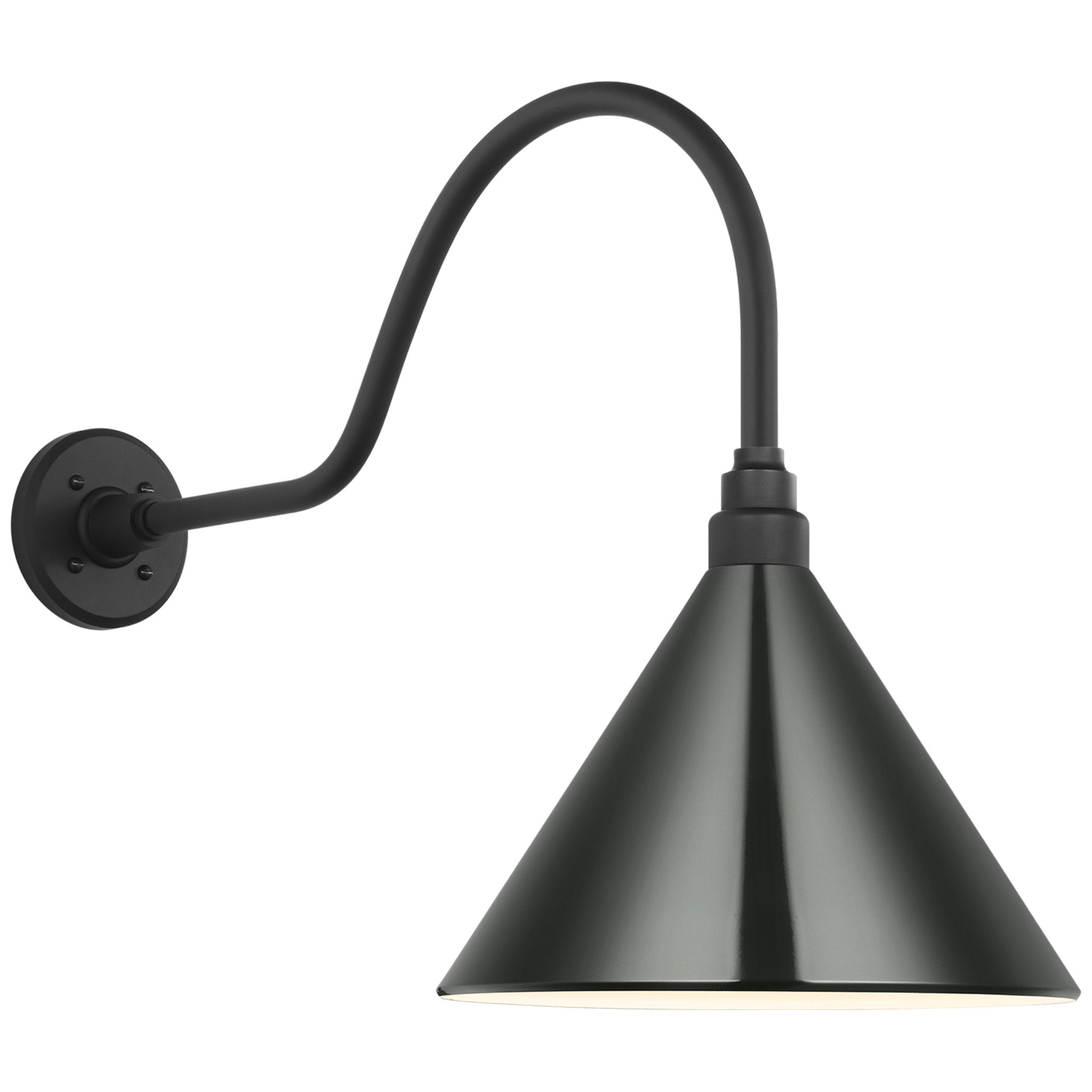 Thomas O'Brien Academy 23" Flynn Barn Light in Matte Black with 12.5" Green Conical Savannah Shade Outdoor Lighting W12.5" x H19.25"