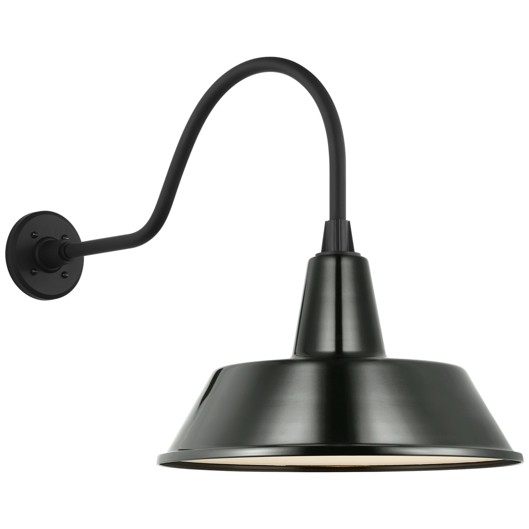 Thomas O'Brien Academy 23" Flynn Barn Light in Matte Black with 16" Green Bowers Shade Outdoor Lighting W16" x H19"