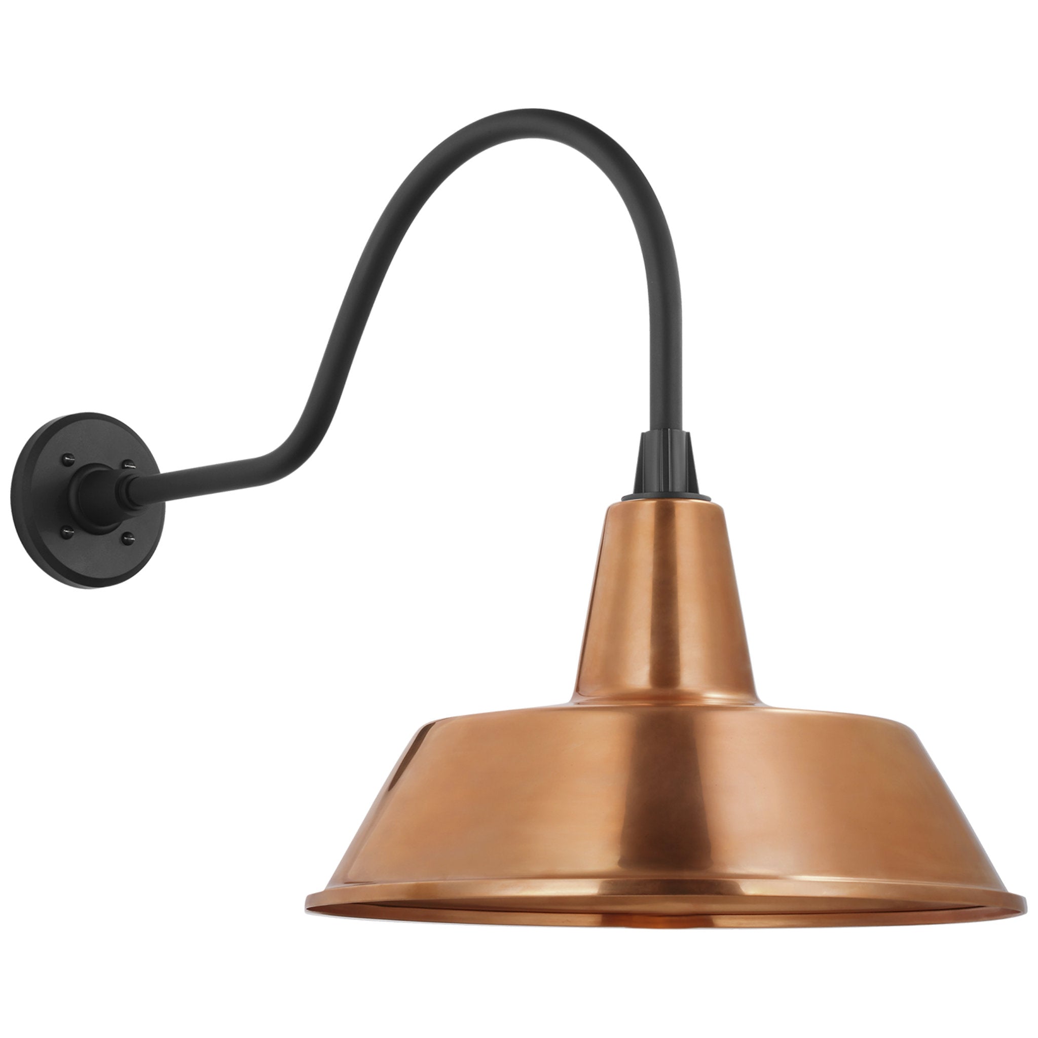 Thomas O'Brien Academy 23" Flynn Barn Light in Matte Black with 16" Soft Copper Bowers Shade Outdoor Lighting W16" x H19"