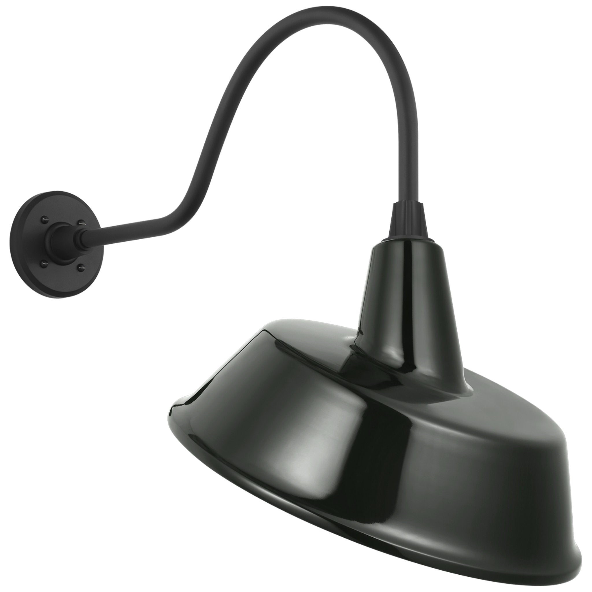 Thomas O'Brien Academy 23" Flynn Barn Light in Matte Black with 16" Green Tilted Bowers Shade Outdoor Lighting W16" x H23"