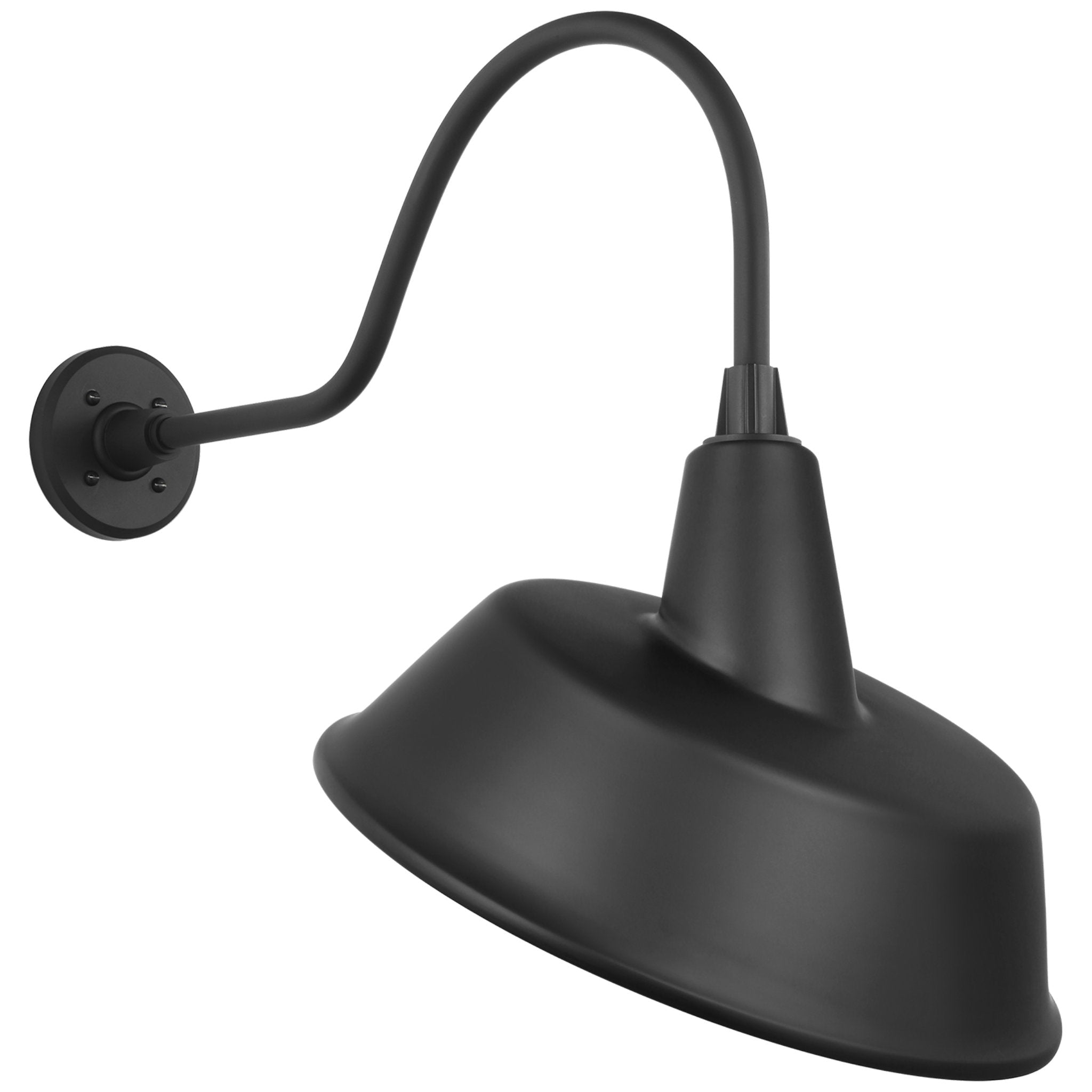 Thomas O'Brien Academy 23" Flynn Barn Light in Matte Black with 16" Tilted Bowers Shade Outdoor Lighting W16" x H23"