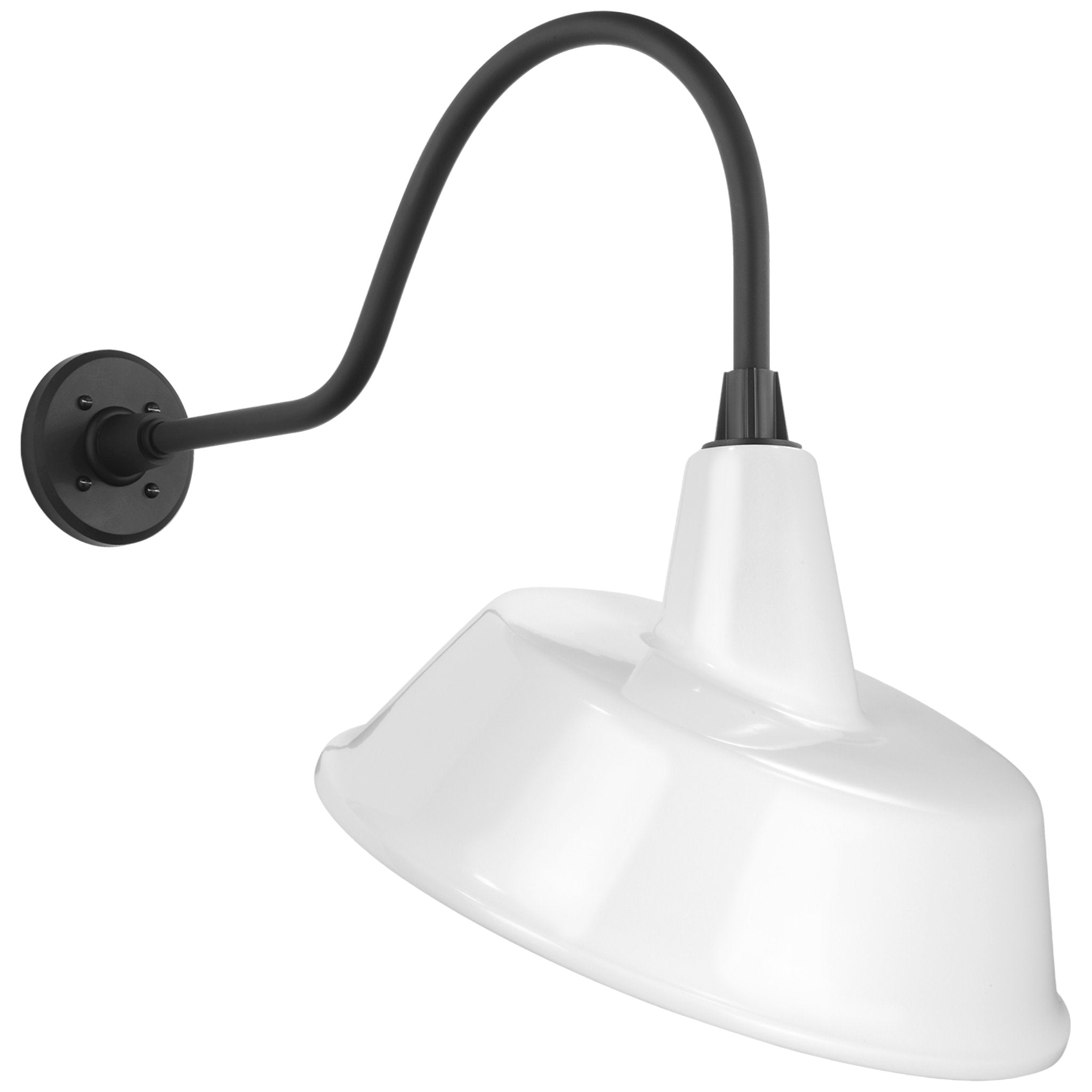 Thomas O'Brien Academy 23" Flynn Barn Light in Matte Black with 16" White Tilted Bowers Shade Outdoor Lighting W16" x H23"