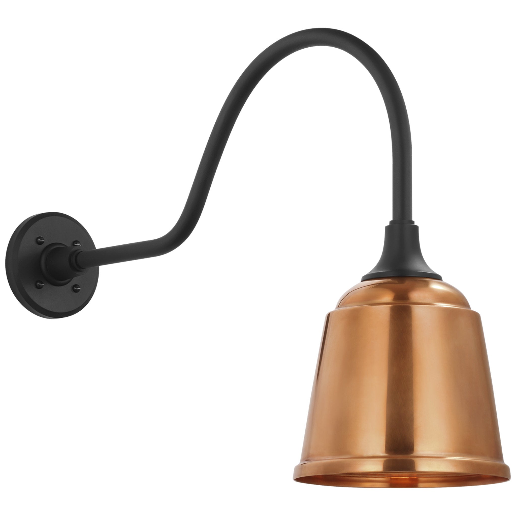 Thomas O'Brien Academy 23" Flynn Barn Light in Matte Black with 8" Soft Copper Rockhouse Shade Outdoor Lighting W8" x H18"